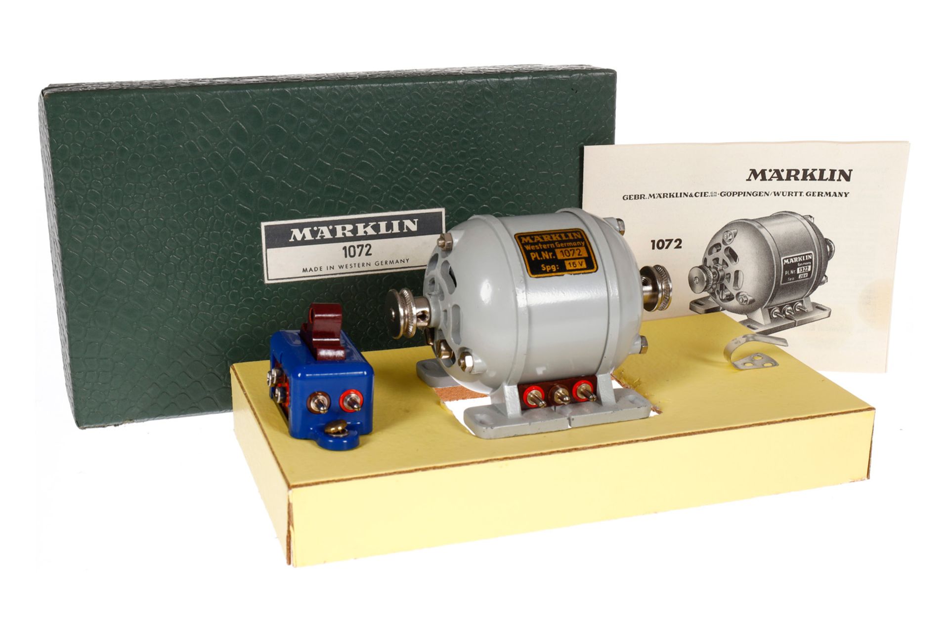 Märklin Elektromotor 1072, Alterungsspuren, mit Beschreibung und Zubehör, im OK, Z 1-2