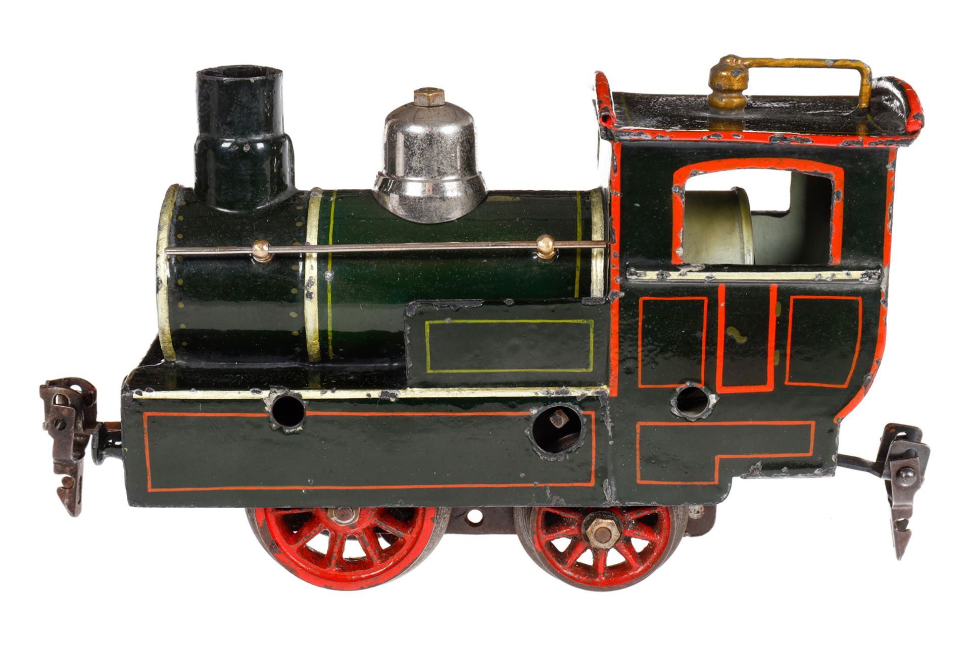 Märklin Zahnradlok L 1060, Spur 0, uralt, Uhrwerk intakt, grün/schwarz, mit Schlüssel, Klarlack,