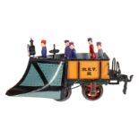 Märklin Schneepflug 1888, Spur 1, uralt, HL, mit Stirnlampe und Replik-Figuren, LS und gealterter