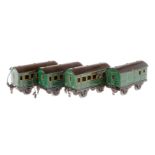 4 Märklin Wagen 1719/1720, Spur 0, CL, LS, L 12,5, Z 3