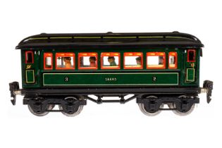 Märklin Personenwagen 1888, Spur 0, CL, mit Inneneinrichtung, 4 AT, Gussrädern und Replik-Figuren, 1