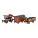 3 Märklin Güterwagen, Spur 0, HL und CL, L 13 und 14,5, Z 4