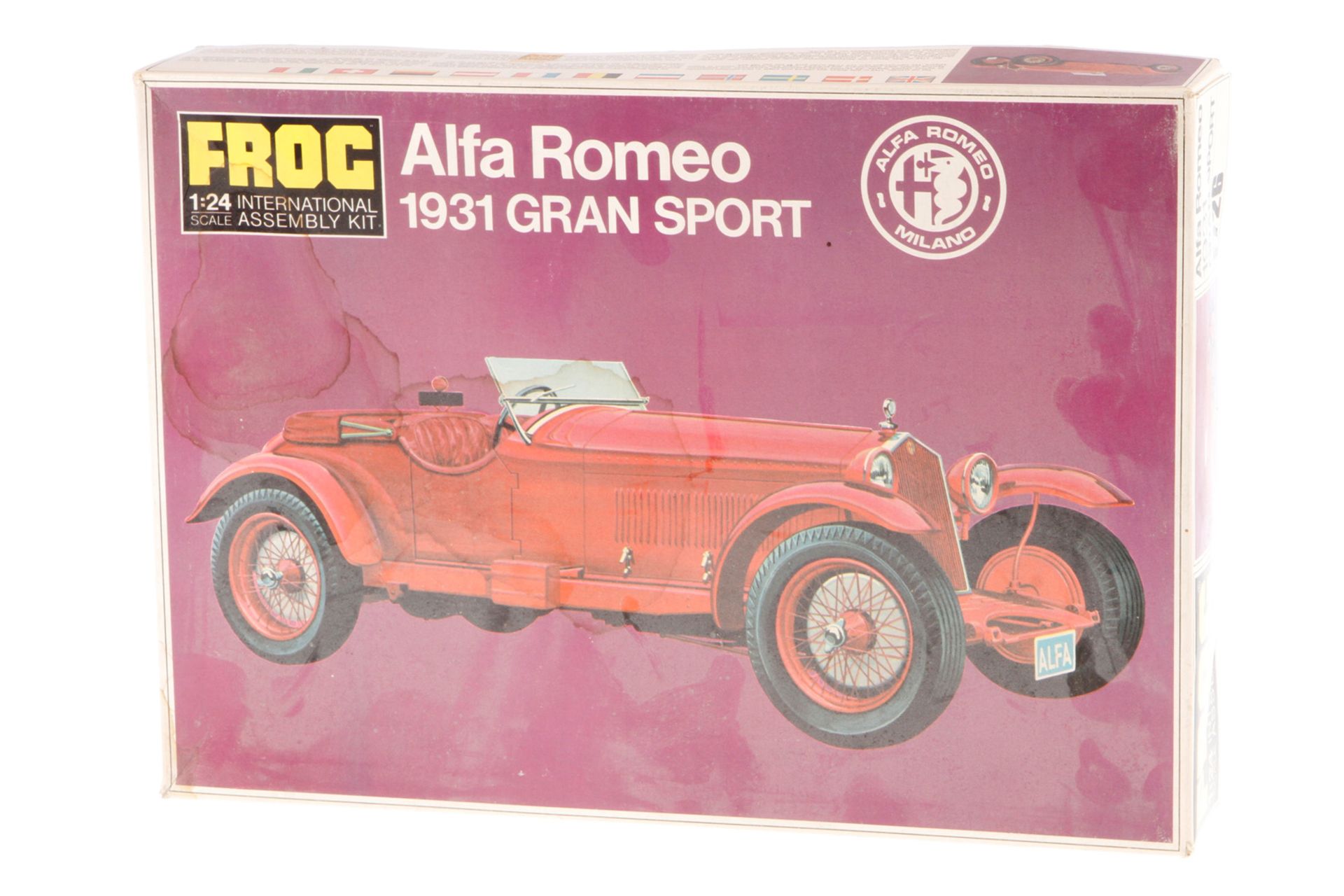 Frog Bausatz Alfa Romeo F 726, Maßstab 1:24, wohl komplett, im leicht besch. OK, Alterungsspuren