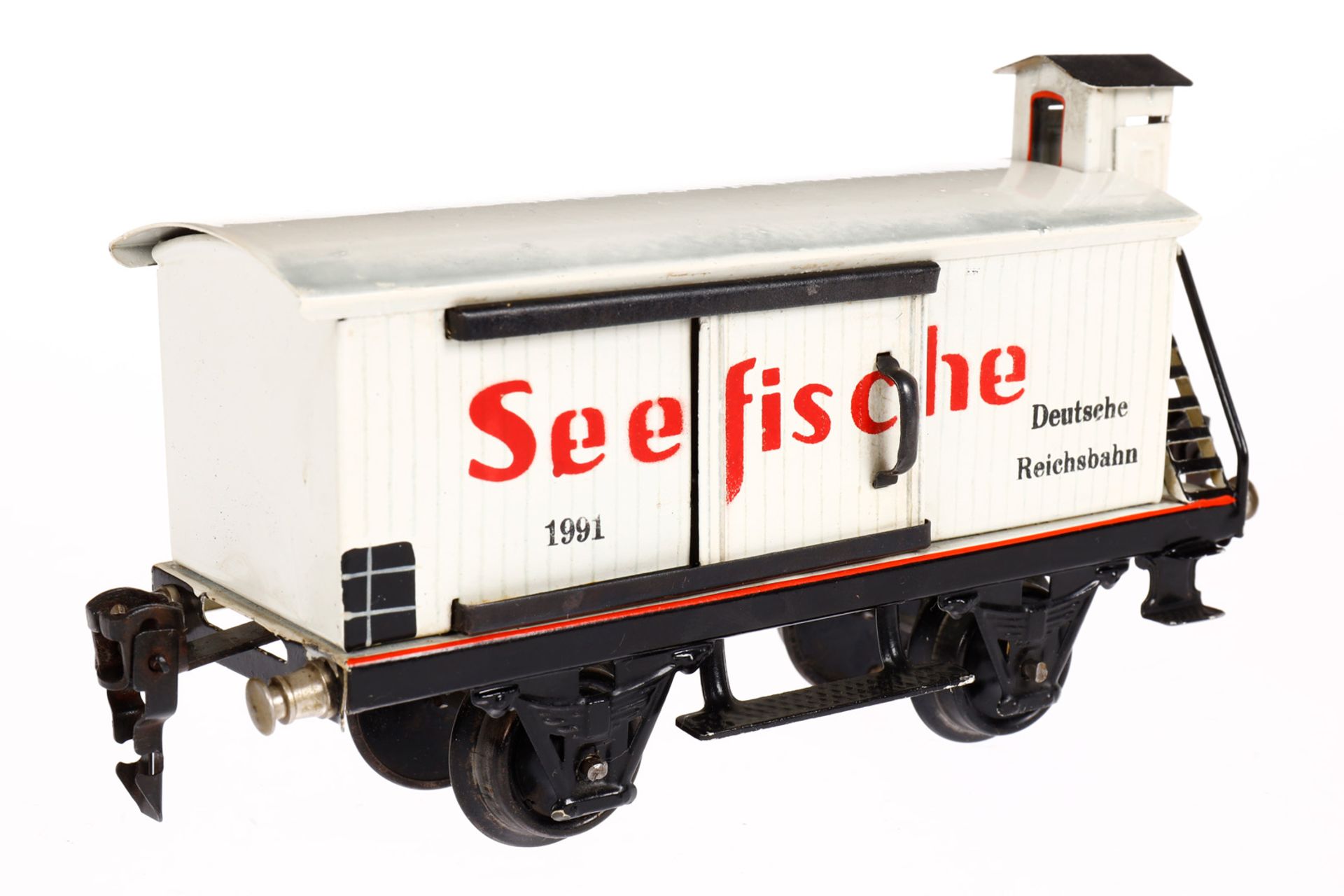 Märklin Seefischewagen 1991, Spur 0, HL, mit BRHh und 2 ST, LS und gealterter Lack, L 16,5, im - Image 3 of 5