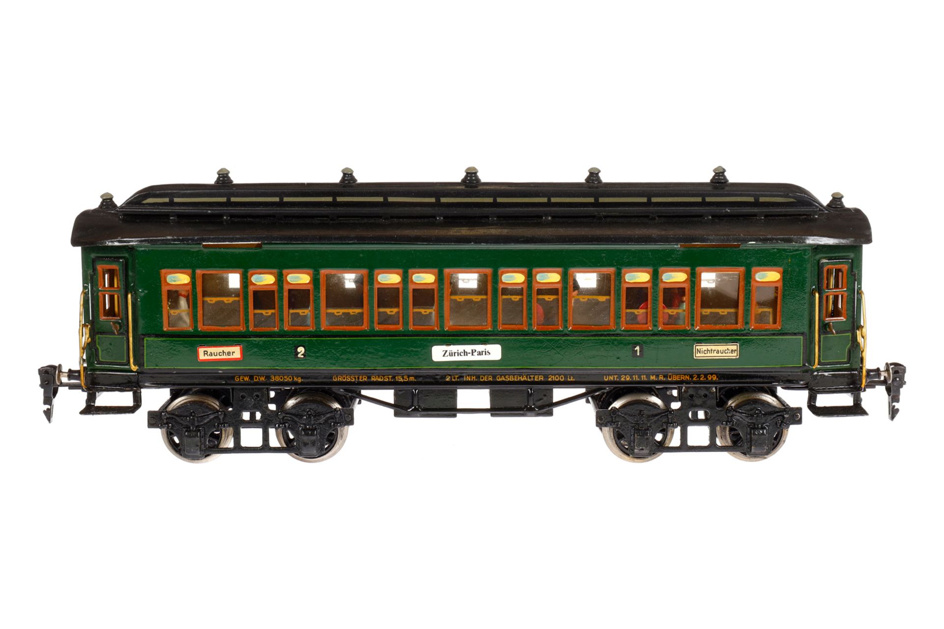 Märklin Personenwagen 1931 G, Spur 1, HL, mit Inneneinrichtung, 4 AT, Gussrädern, versch.