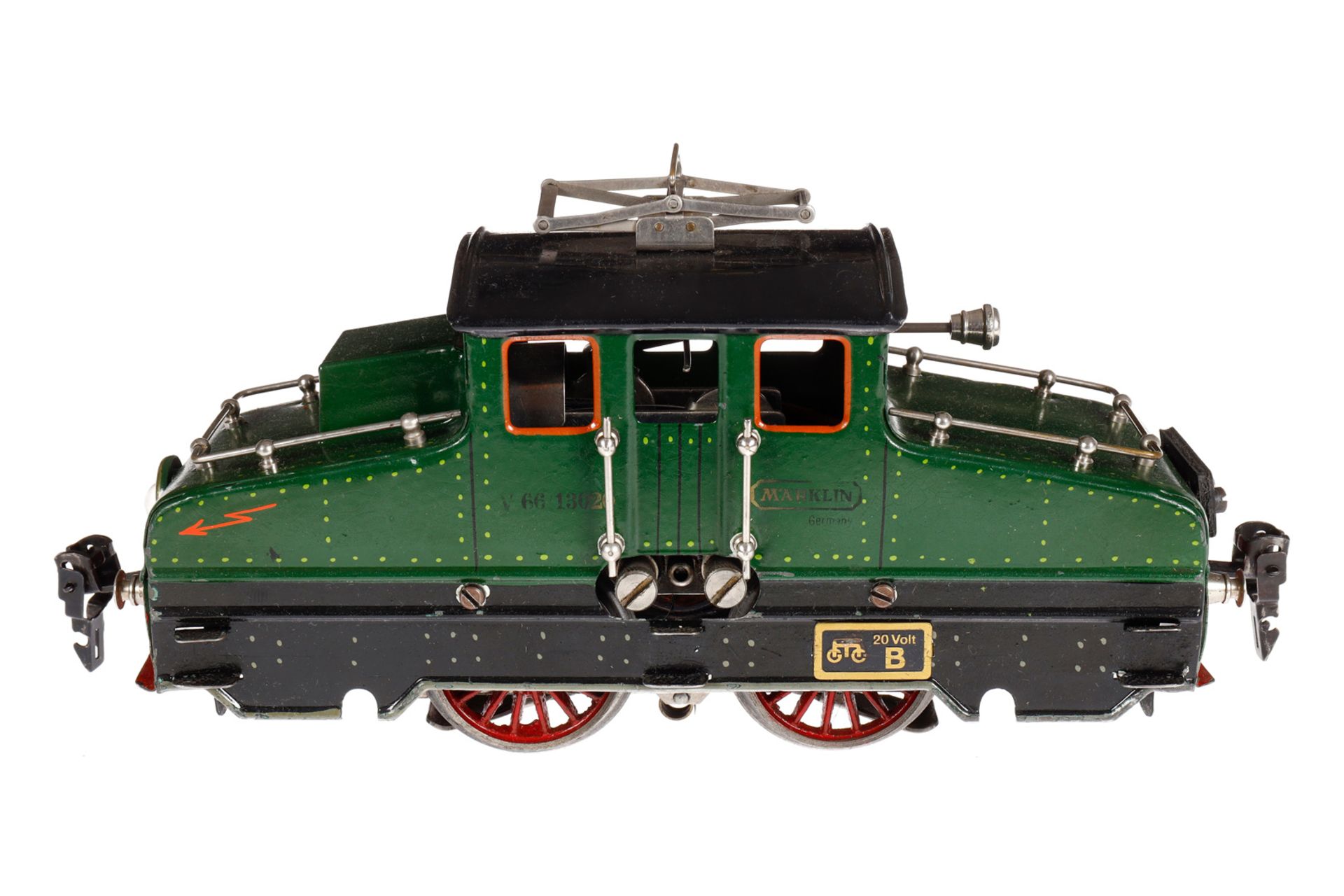 Märklin Vollbahnlok V 66/13020, Spur 0, elektr., grün, mit 1 el. bel. Stirnlampe, Dach farbl. rest.,