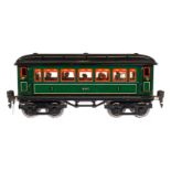 Märklin Personenwagen 1888, Spur 0, CL, mit Inneneinrichtung, 4 AT, Gussrädern, Zugschlussscheibe