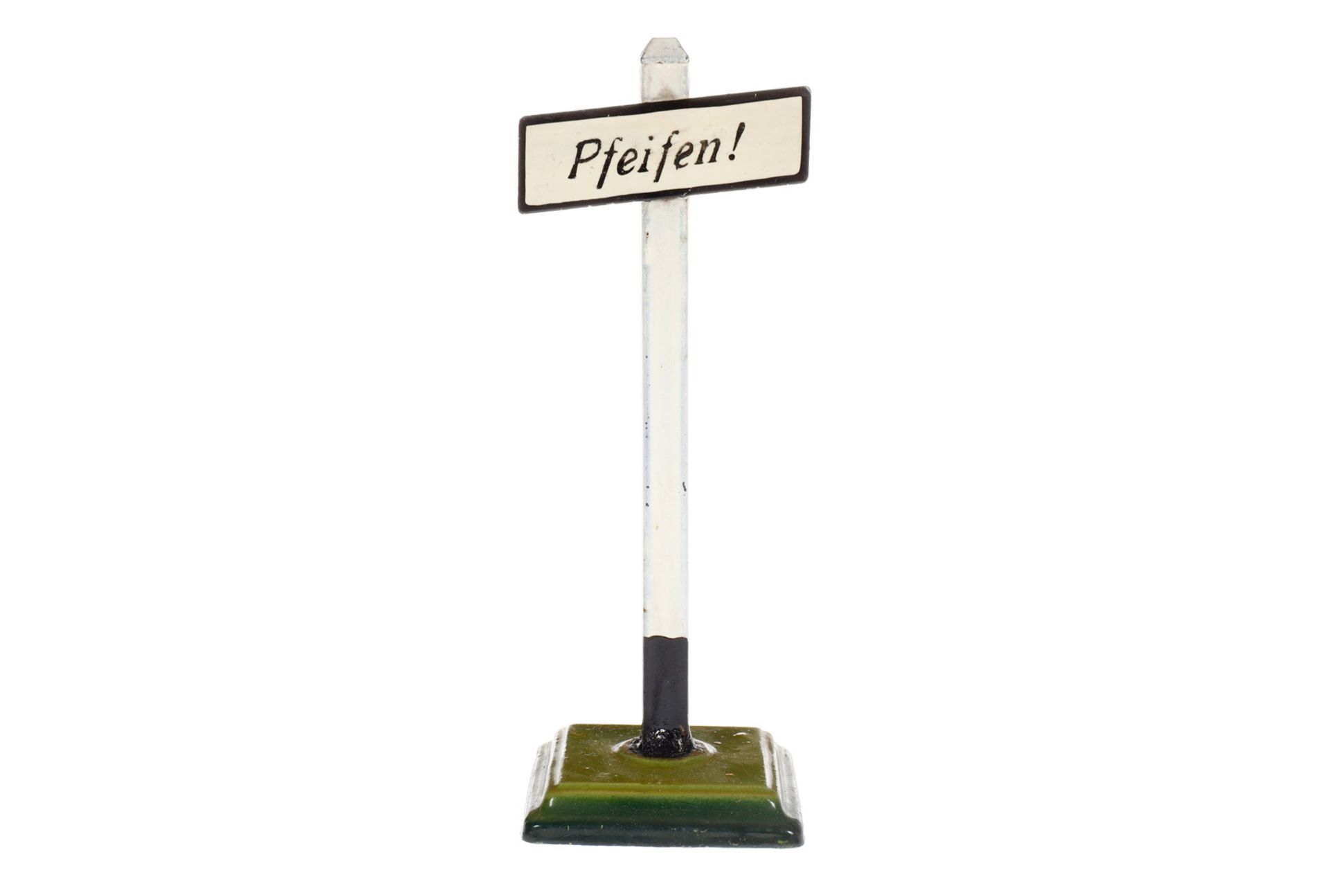 Märklin Schild "Pfeifen" 2342, HL, LS und gealterter Lack, H 12, sonst noch Z 2