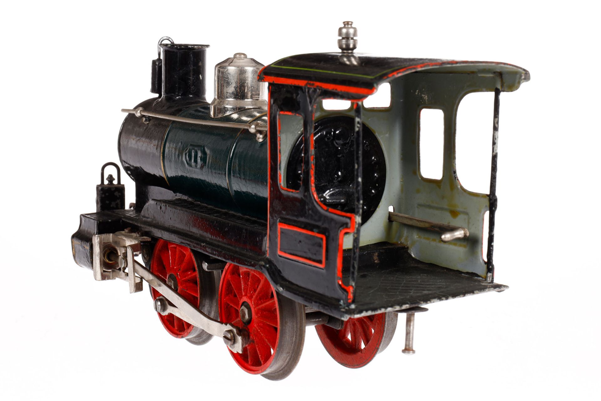 Märklin B-Dampflok 1021, Spur 1, uralt, Uhrwerk intakt, grün/schwarz, mit Tender, Schlüssel und 3 - Bild 3 aus 7