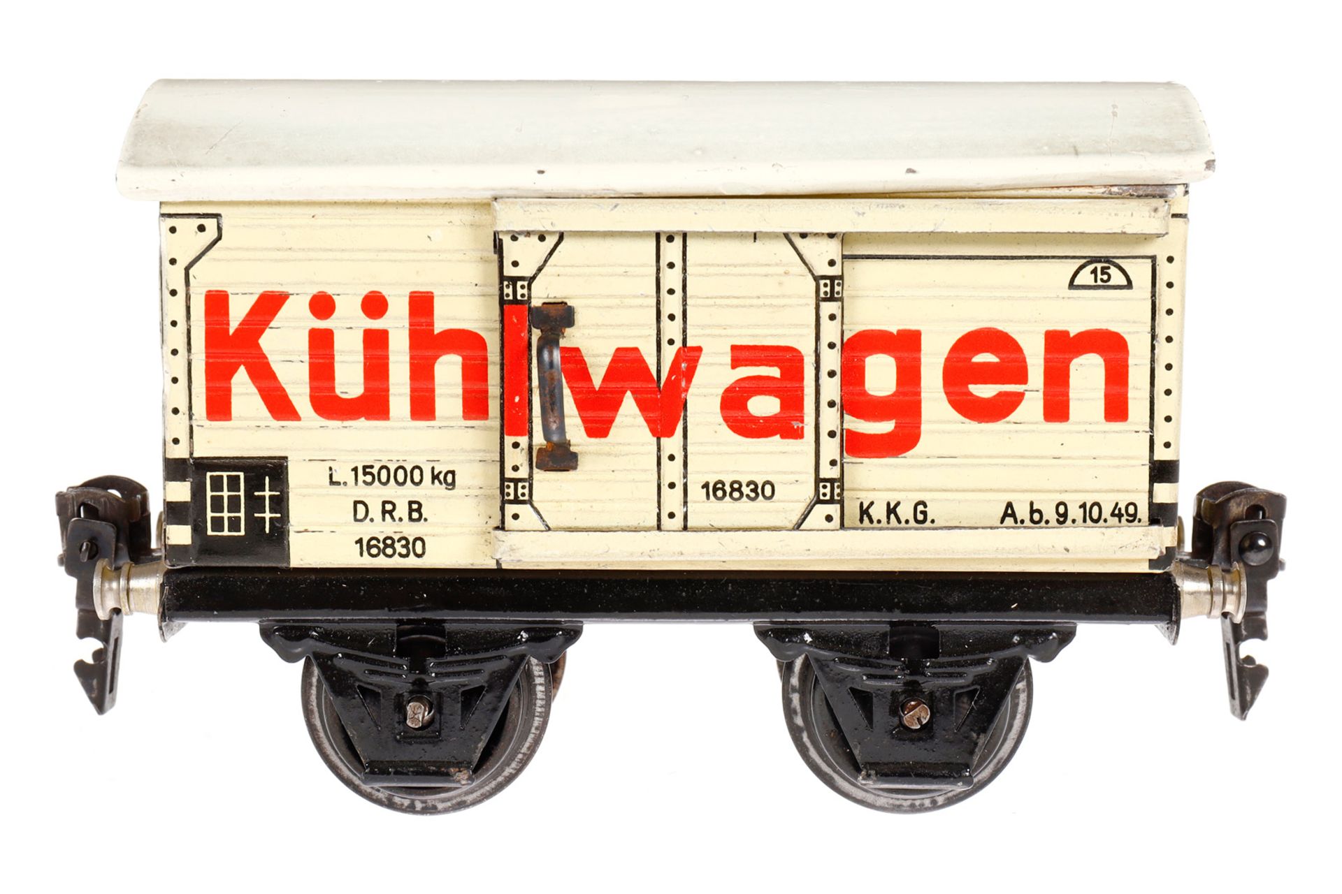 Märklin Kühlwagen 1683, Spur 0, CL, mit ST, LS und gealterter Lack, L 13, im Replik-Karton, sonst