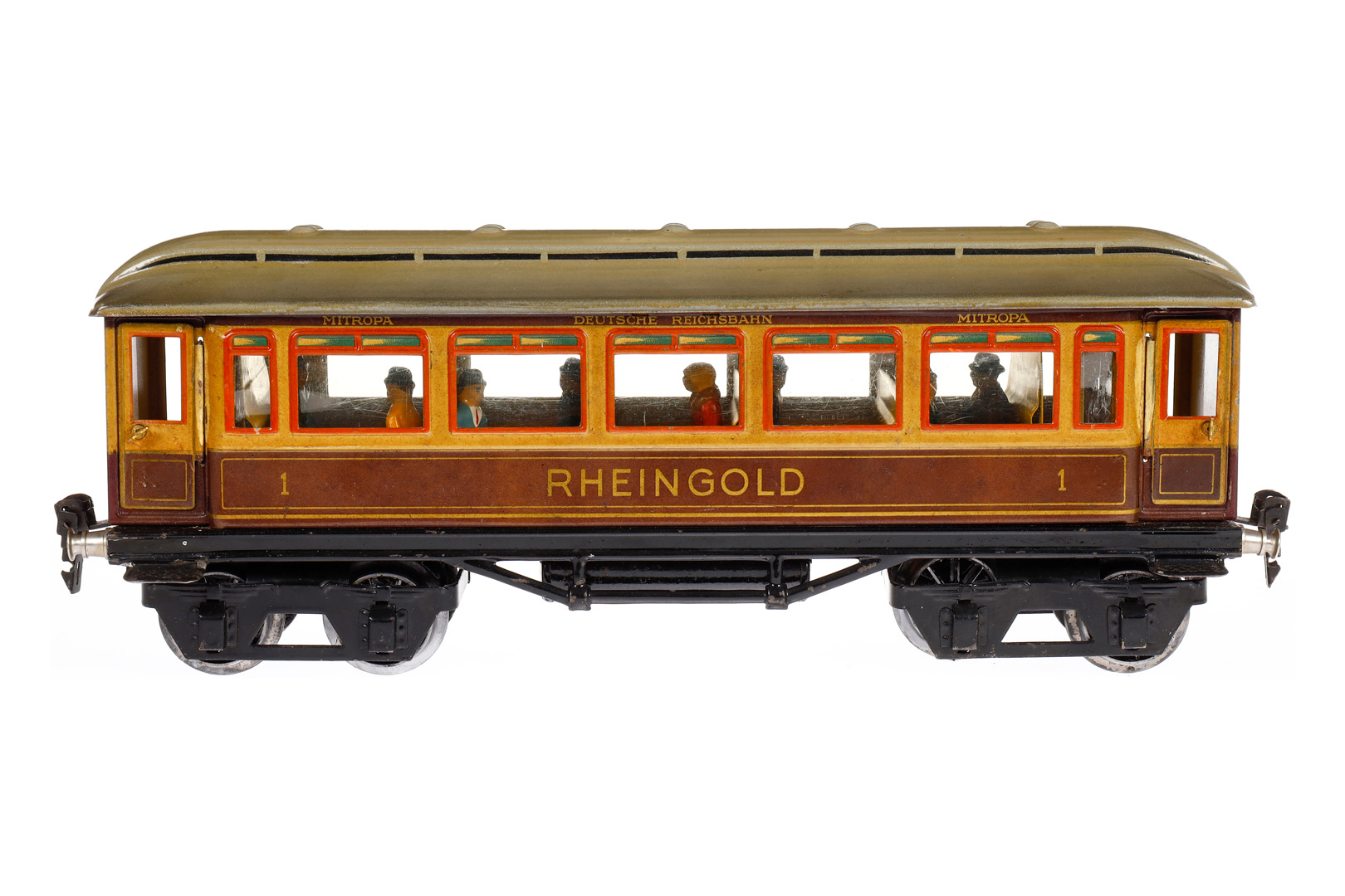 Märklin Rheingoldwagen 1749 G, Spur 1, CL, mit Sitzeinrichtung, 4 AT, Gussrädern und Replik-Figuren,