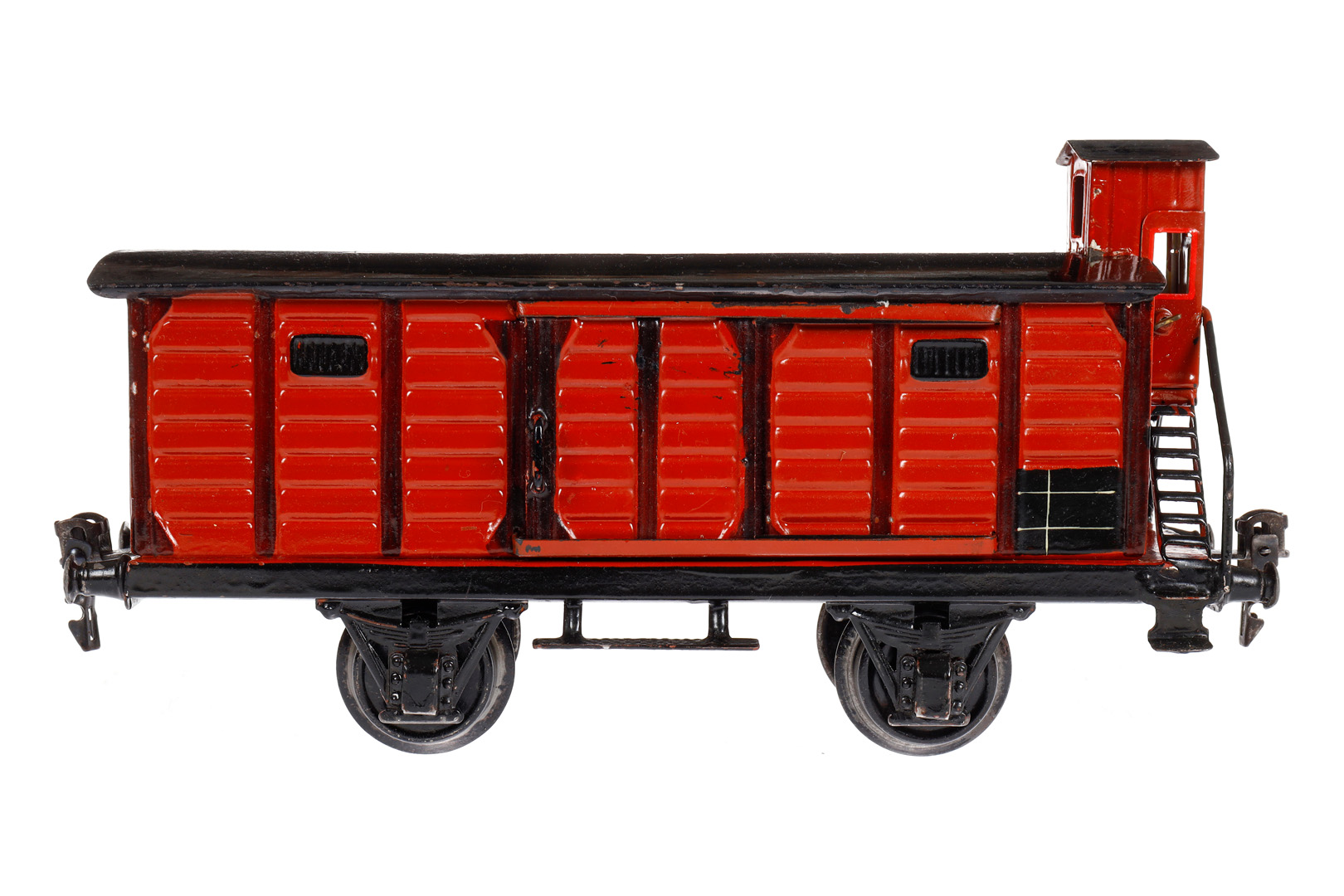 Märklin ged. Güterwagen 1929, Spur 1, HL, mit BRHh und 2 ST, LS tw ausgeb., gealterter Lack, L 24,