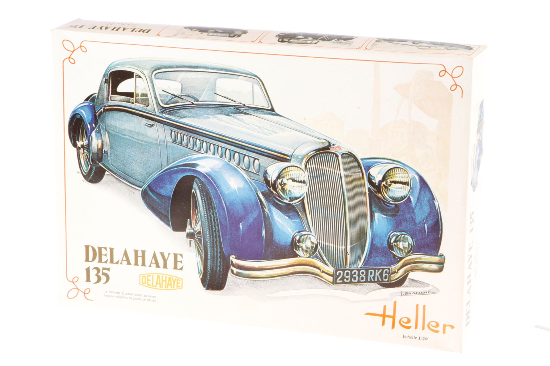 Heller Bausatz Delahaye 135, Maßstab 1: 24, wohl komplett, im leicht besch. OK, Alterungsspuren