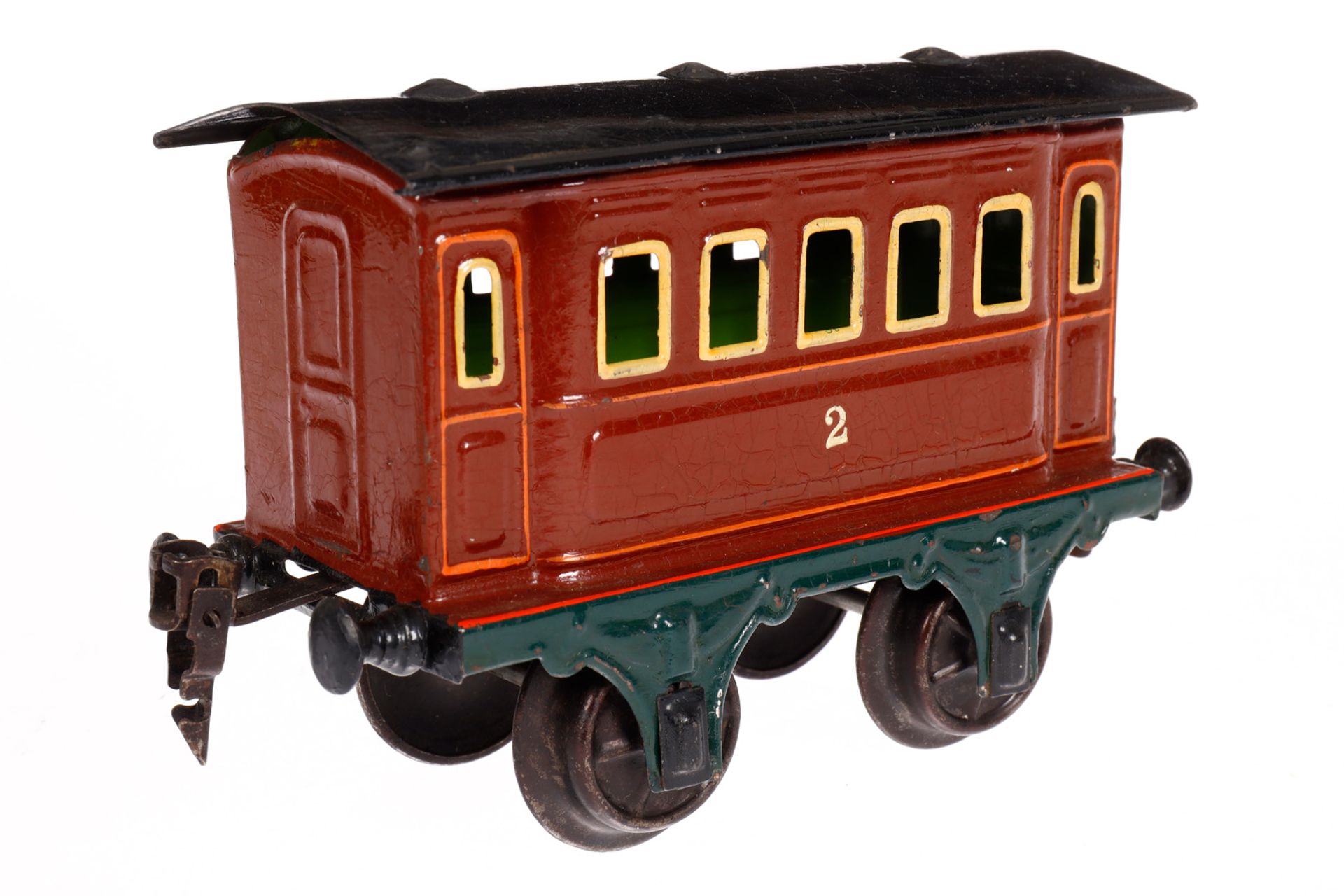 Märklin Personenwagen 1805, Spur 1, uralt, braun, HL, LS und gealterter Lack, L 15, Z 2 - Bild 2 aus 4