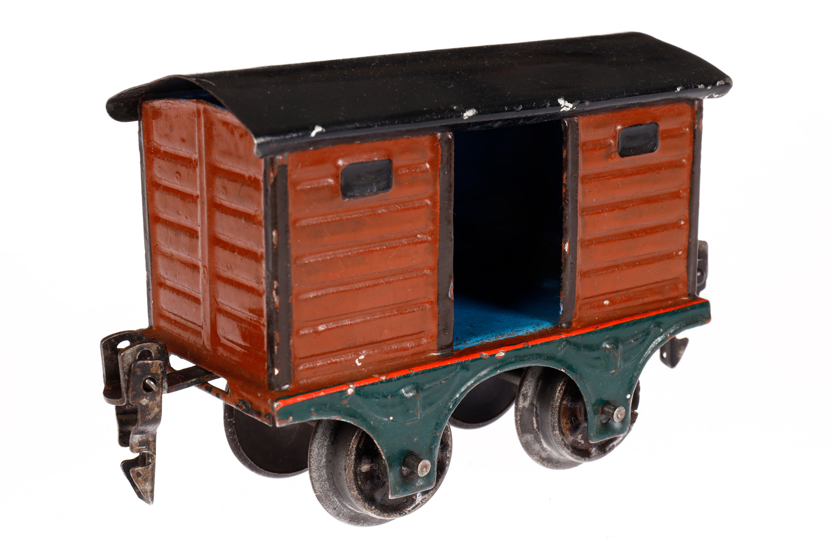 Märklin ged. Güterwagen 1803, Spur 0, uralt, HL, mit 1 TÖ, LS und gealterter Lack, L 9,5, sonst noch - Image 2 of 4