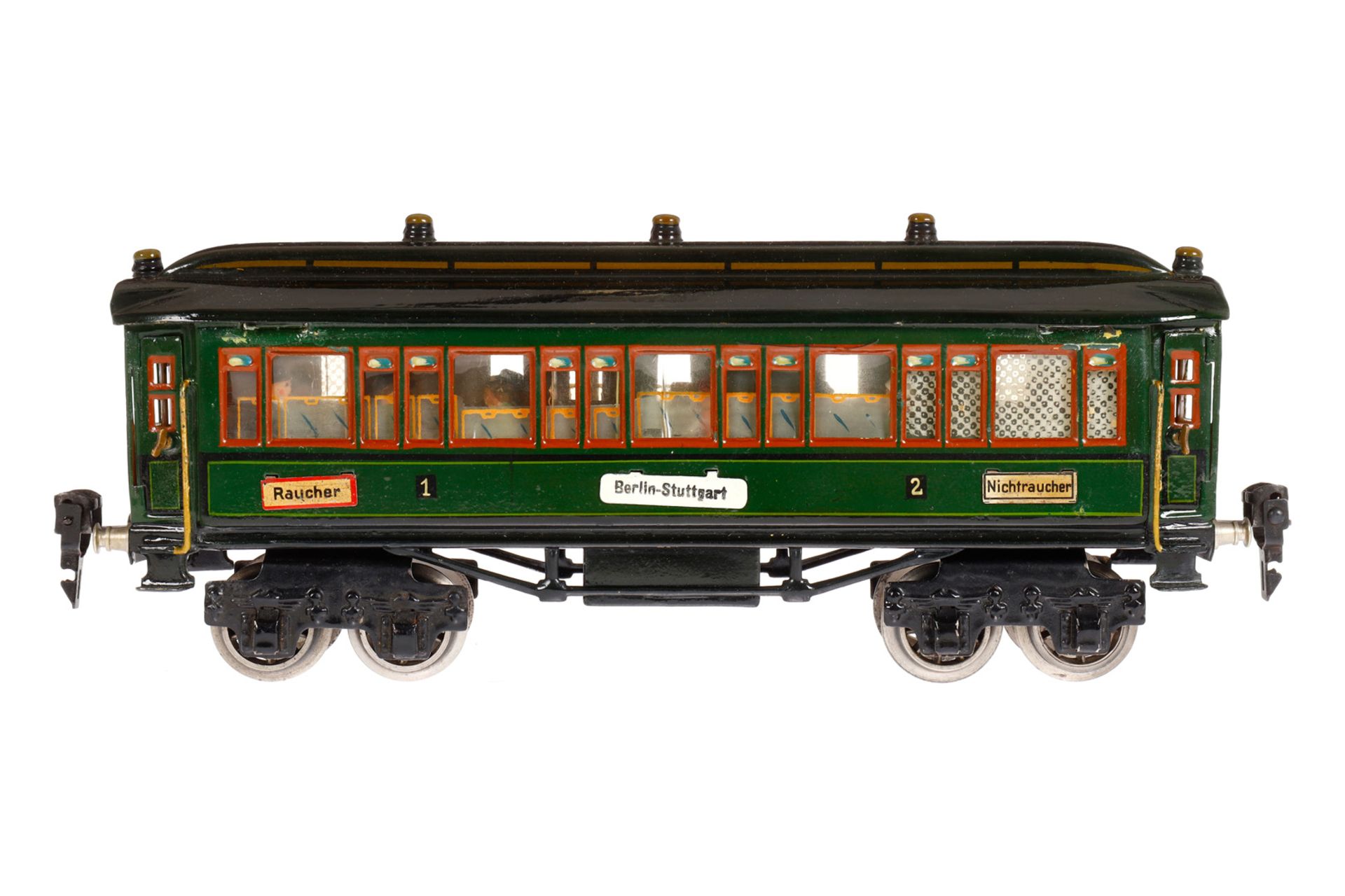 Märklin Personenwagen 1931 G, Spur 0, HL, mit Inneneinrichtung, 4 AT, Gussrädern, Schildern und