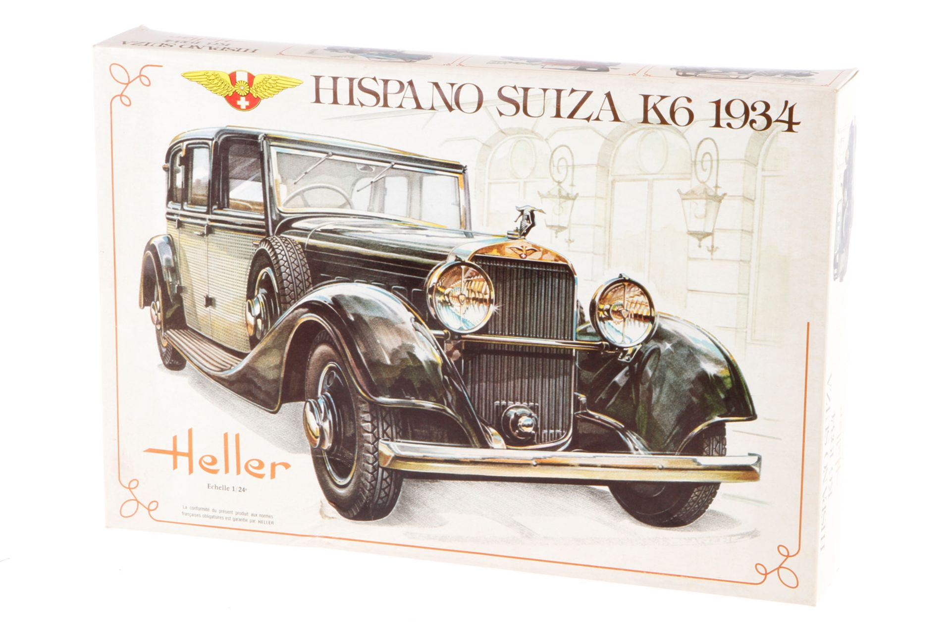 Heller Bausatz Hispano Suiza 733, Maßstab 1:24, wohl komplett, im leicht besch. OK, Alterungsspuren