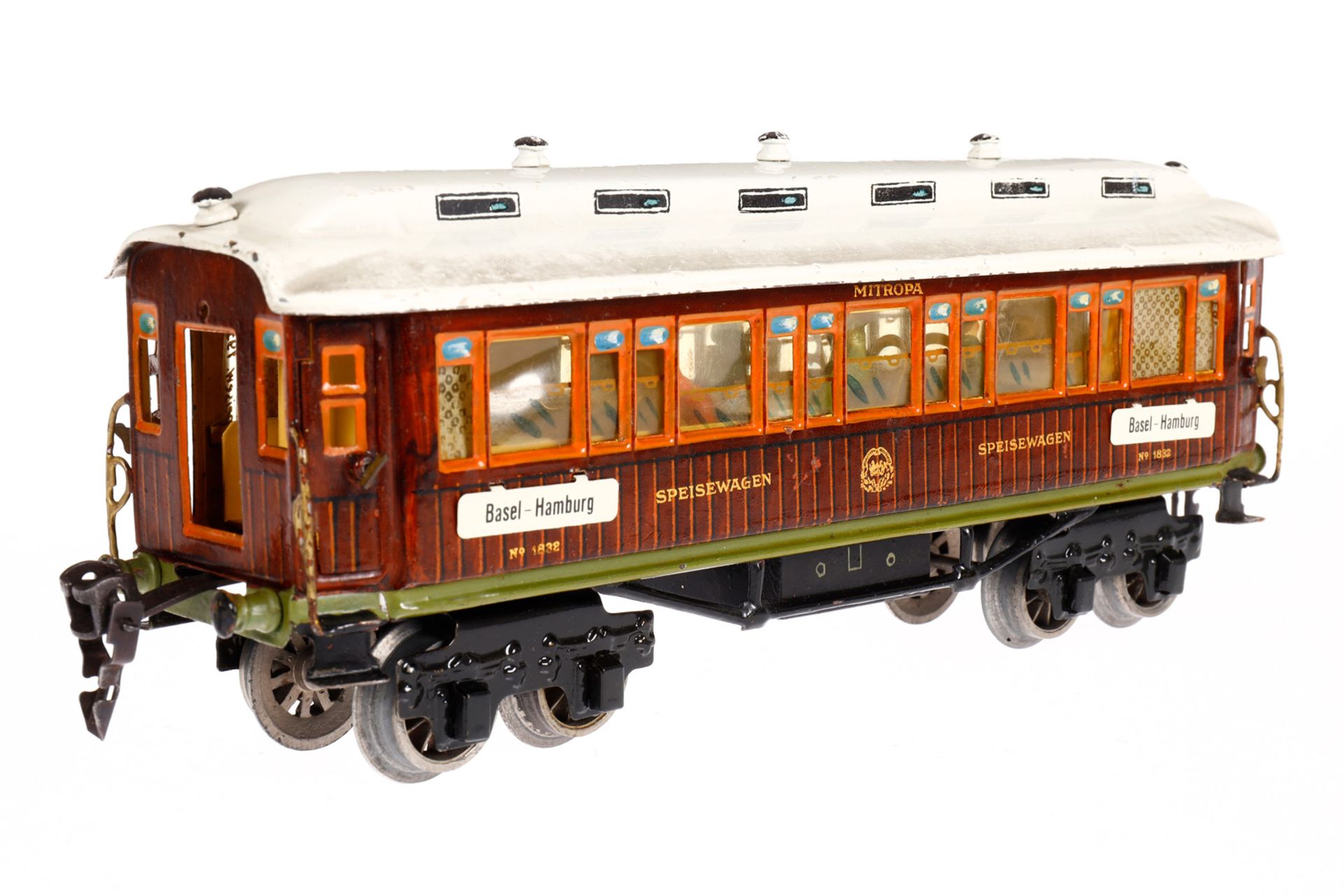 Märklin Mitropa Speisewagen 1932 G, Spur 0, HL, mit Inneneinrichtung, 4 AT, Gussrädern, Nachbau- - Bild 2 aus 6