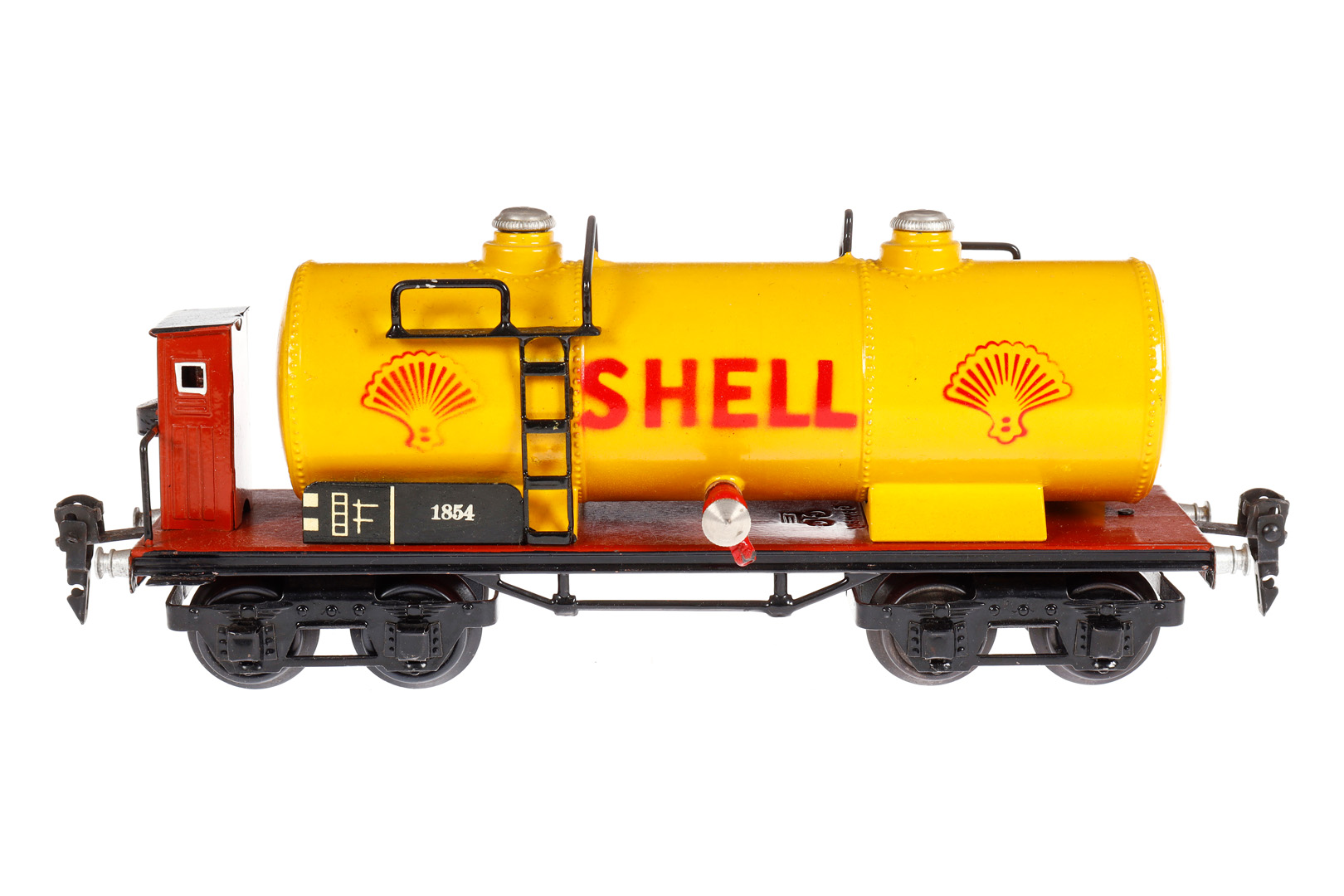 Märklin Shell Kesselwagen 1854, Spur 0, HL, mit BRH, LS und gealterter Lack, L 24,5, Z 2