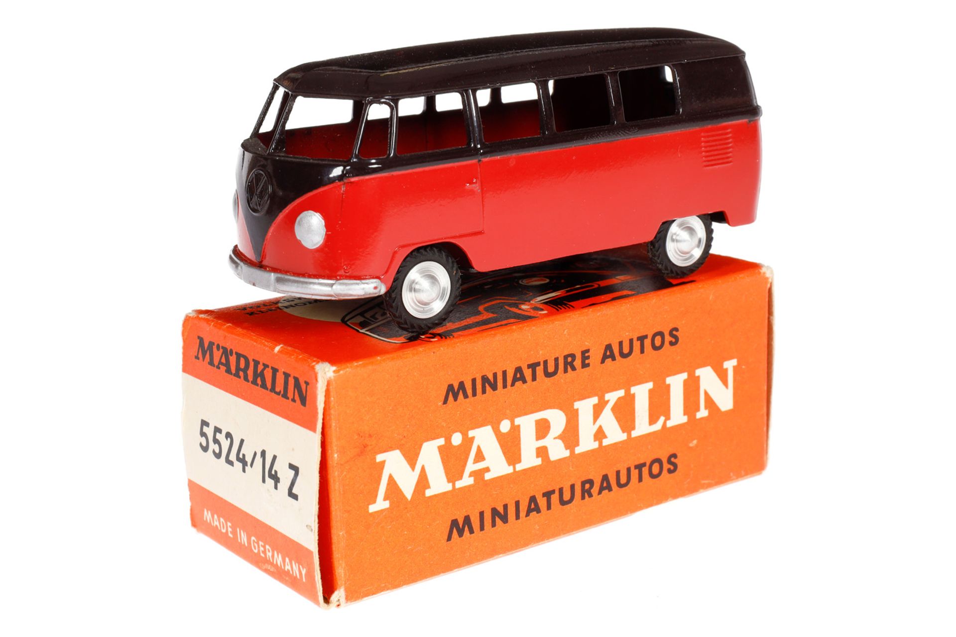 Märklin Volkswagen-Kleinomnibus 8014-5524/14 Z, rot/dunkelbraun, LS und Alterungsspuren, OK, Z 1-2