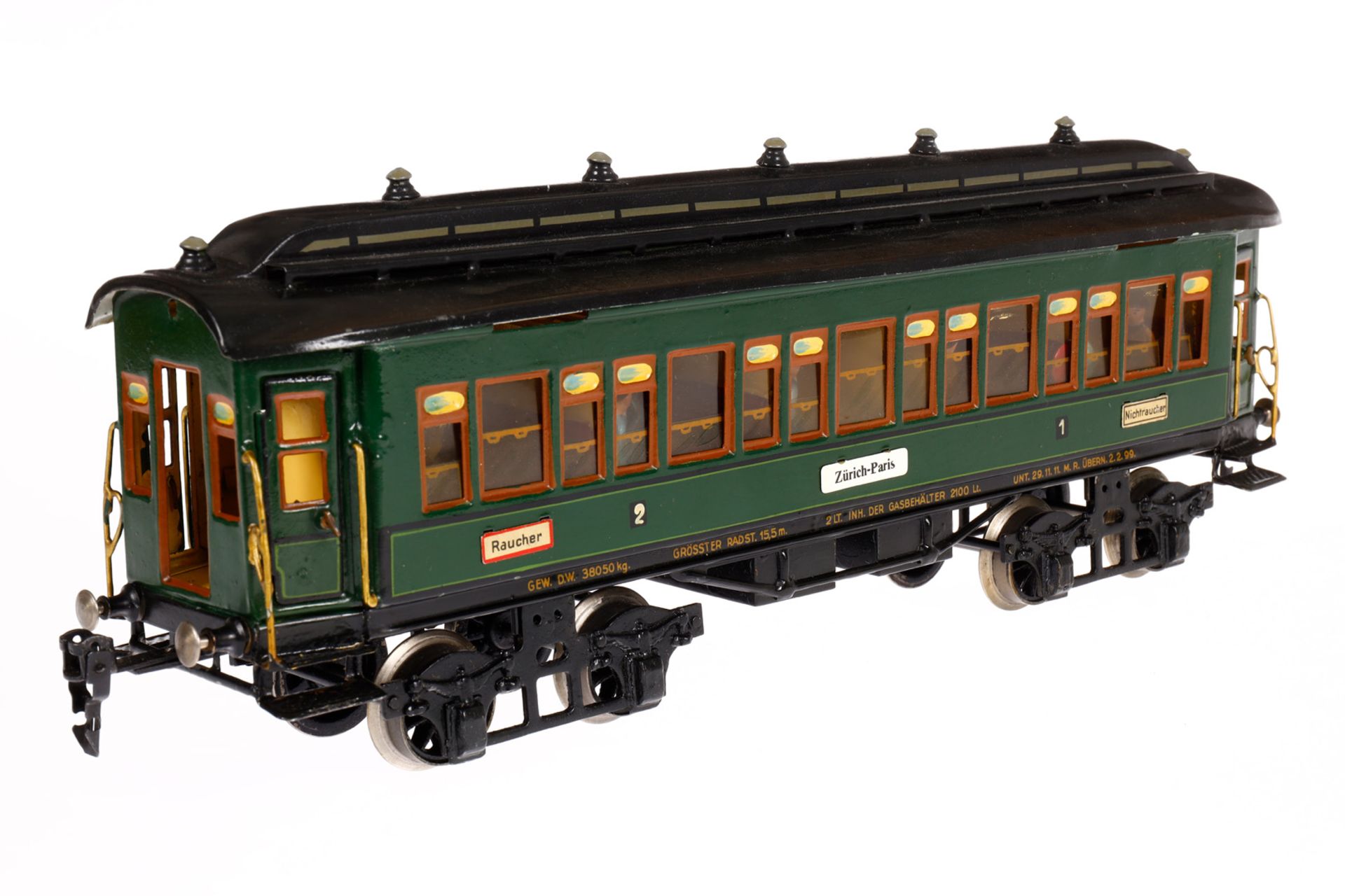 Märklin Personenwagen 1931 G, Spur 1, HL, mit Inneneinrichtung, 4 AT, Gussrädern, versch. - Bild 2 aus 5