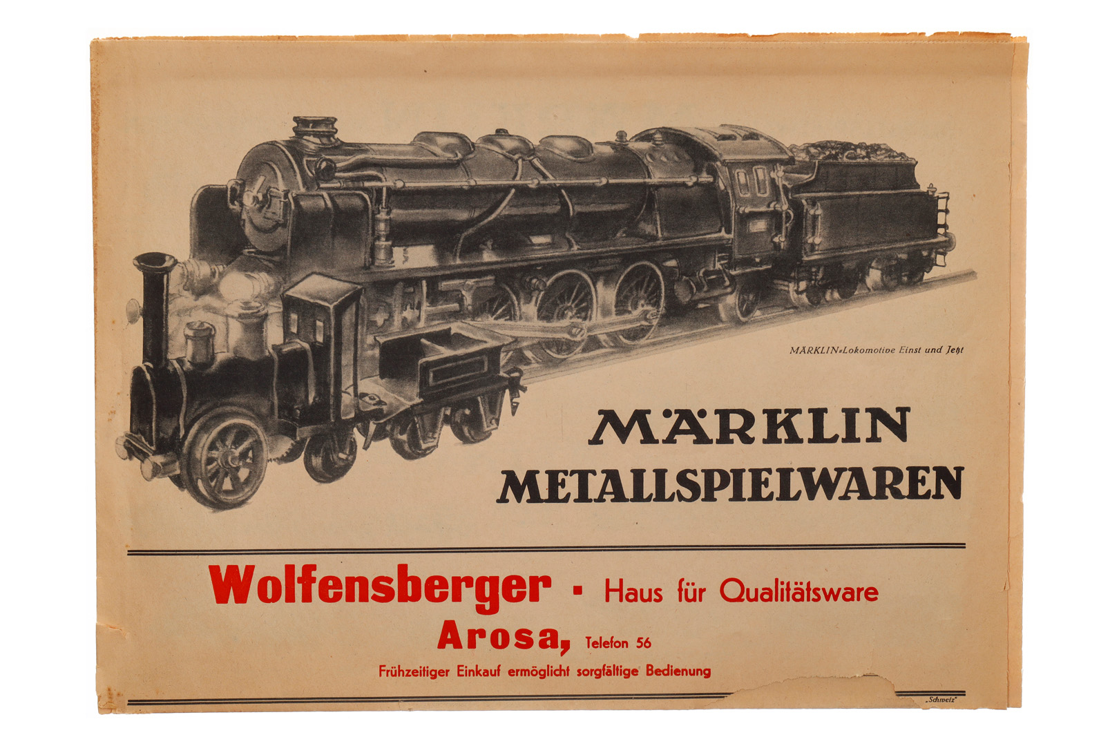 Märklin Zeitung/Katalog 1931, Schweiz, eingerissen, Alterungsspuren