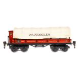 Märklin Planewagen 1853, Spur 0, CL, mit BRH, LS und gealterter Lack, L 24,5, im leicht besch. OK,