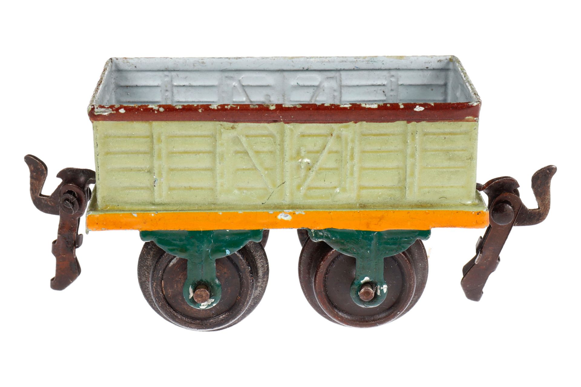 Märklin offener Güterwagen 1816, Spur 0, uralt, HL, LS und gealterter Lack, L 8, sonst Z 2