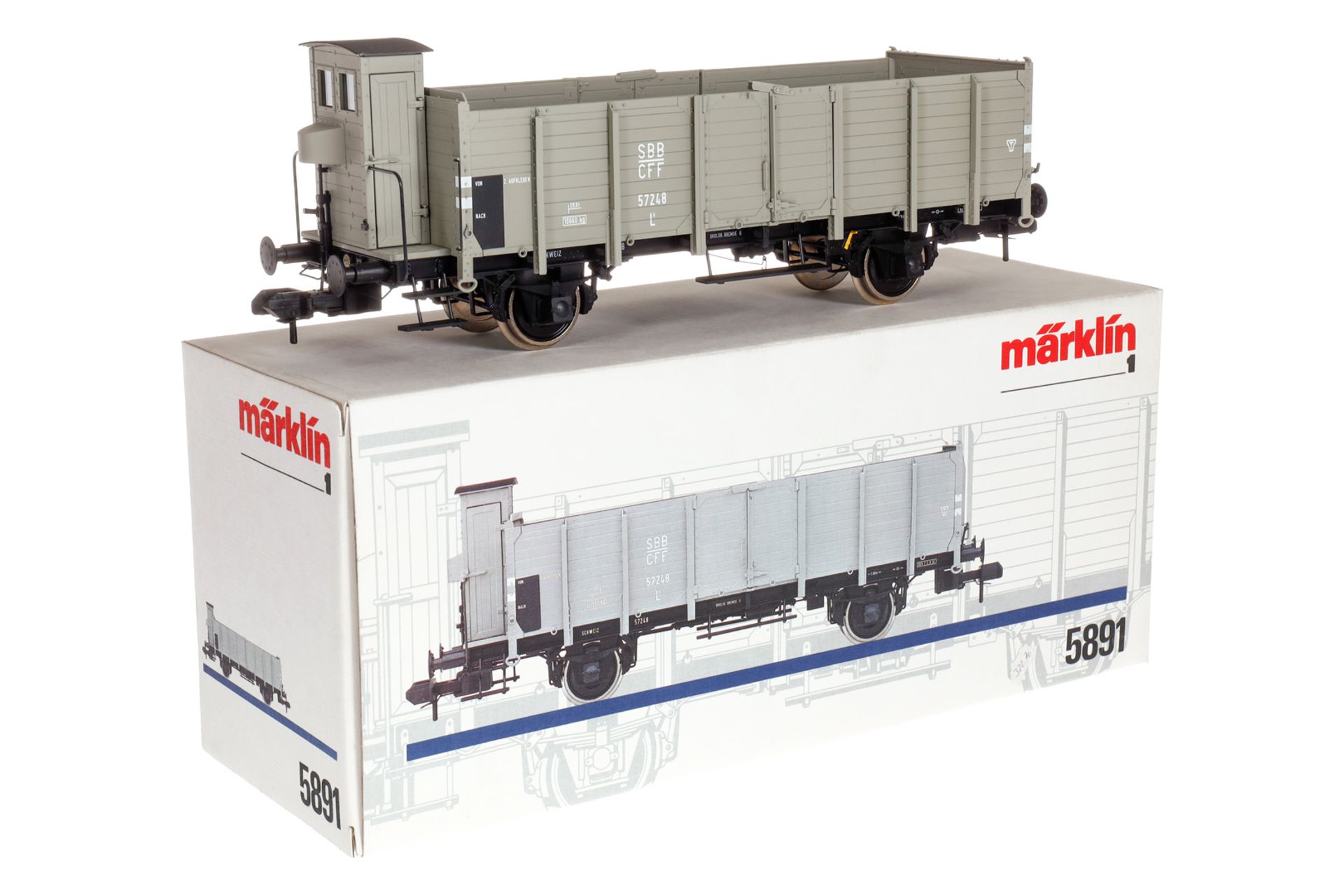 Märklin offener Güterwagen 5891, Spur 1, grau, Alterungsspuren, L 31, OK, Z 1-2