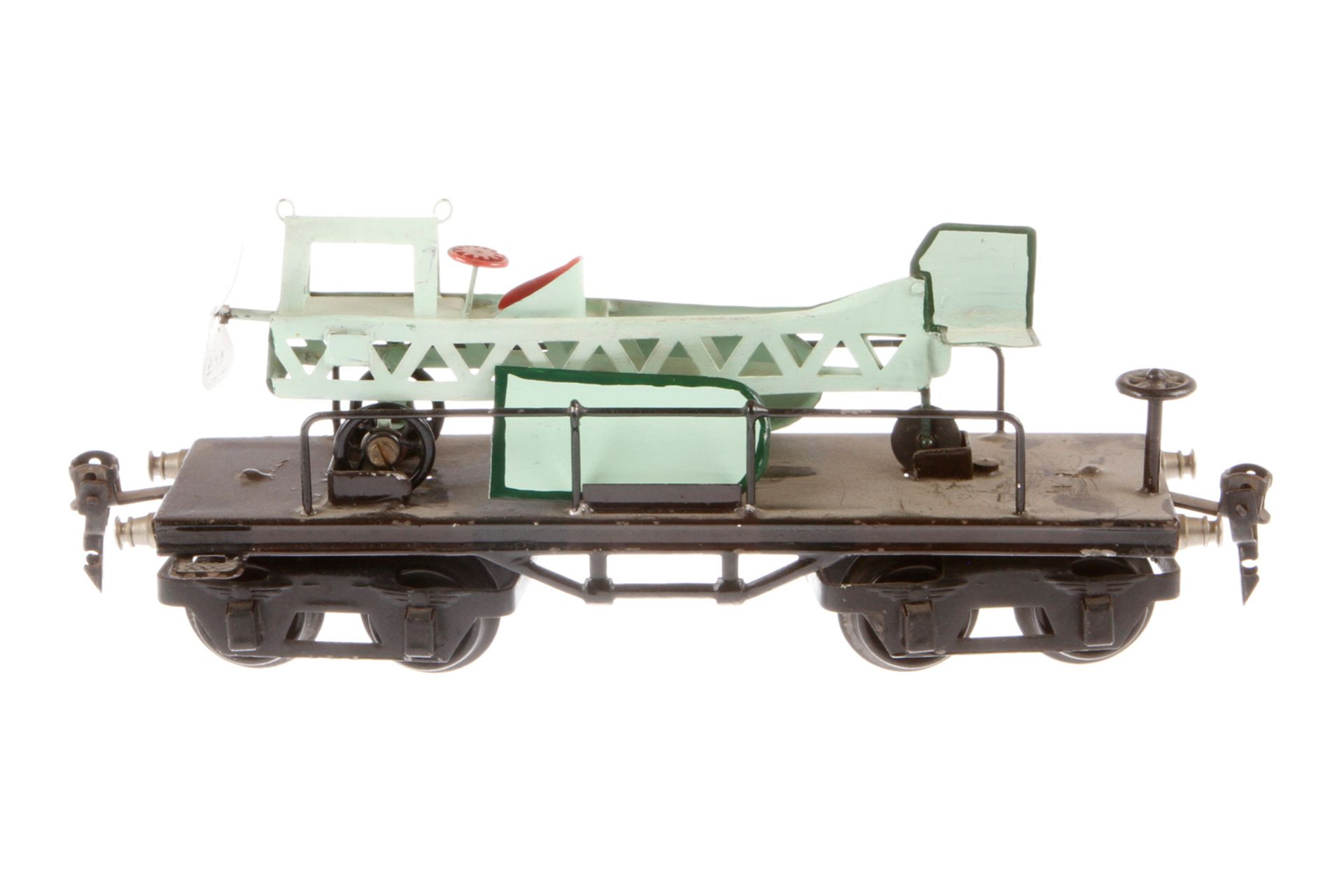 Märklin Flugzeugtransportwagen 1881, Spur 0, HL, mit Replik-Flugzeug, LS und gealterter Lack, L 21,