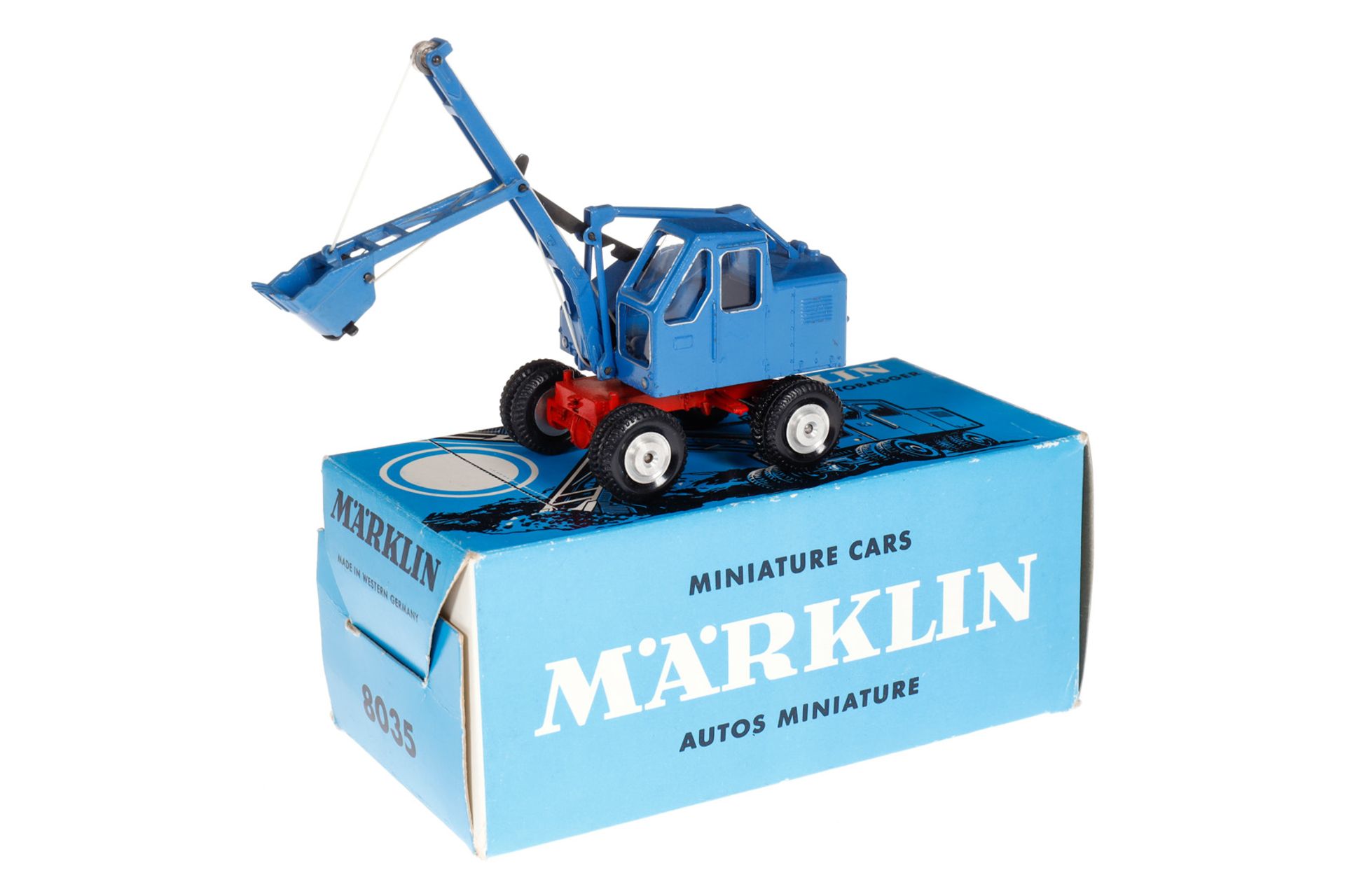 Märklin Autobagger 8035, blau, LS und Alterungsspuren, OK, Z 1-2