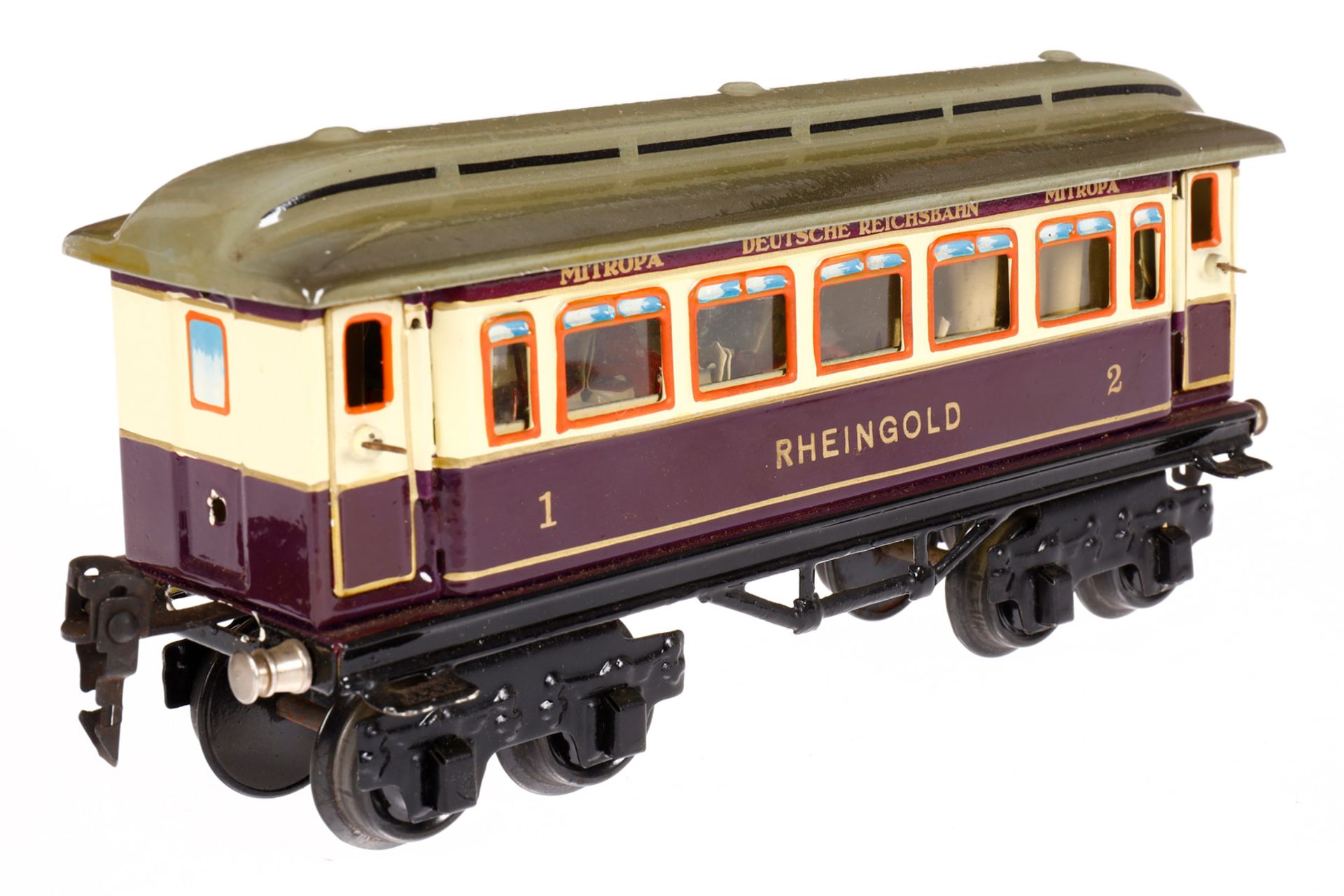 Märklin Rheingoldwagen 1894 G, Spur 0, HL, mit Speiseeinrichtung, 4 AT und versch. Figuren, LS und - Bild 2 aus 5