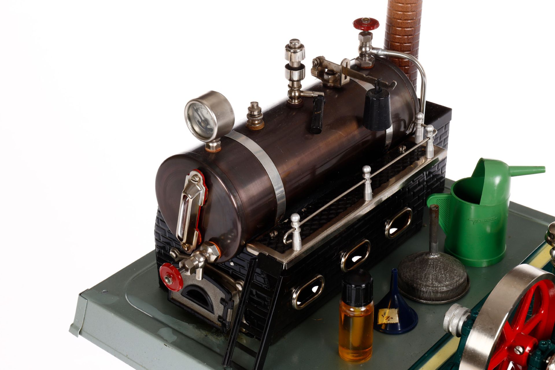 Fleischmann Dampfmaschine 125/4, liegender patinierter Kessel, KD 6, mit Brenner, Armaturen, Leiter, - Bild 2 aus 6