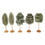 5 Luffa-Bäume, auf Massefuß, Alterungsspuren, H 16,5-17,5