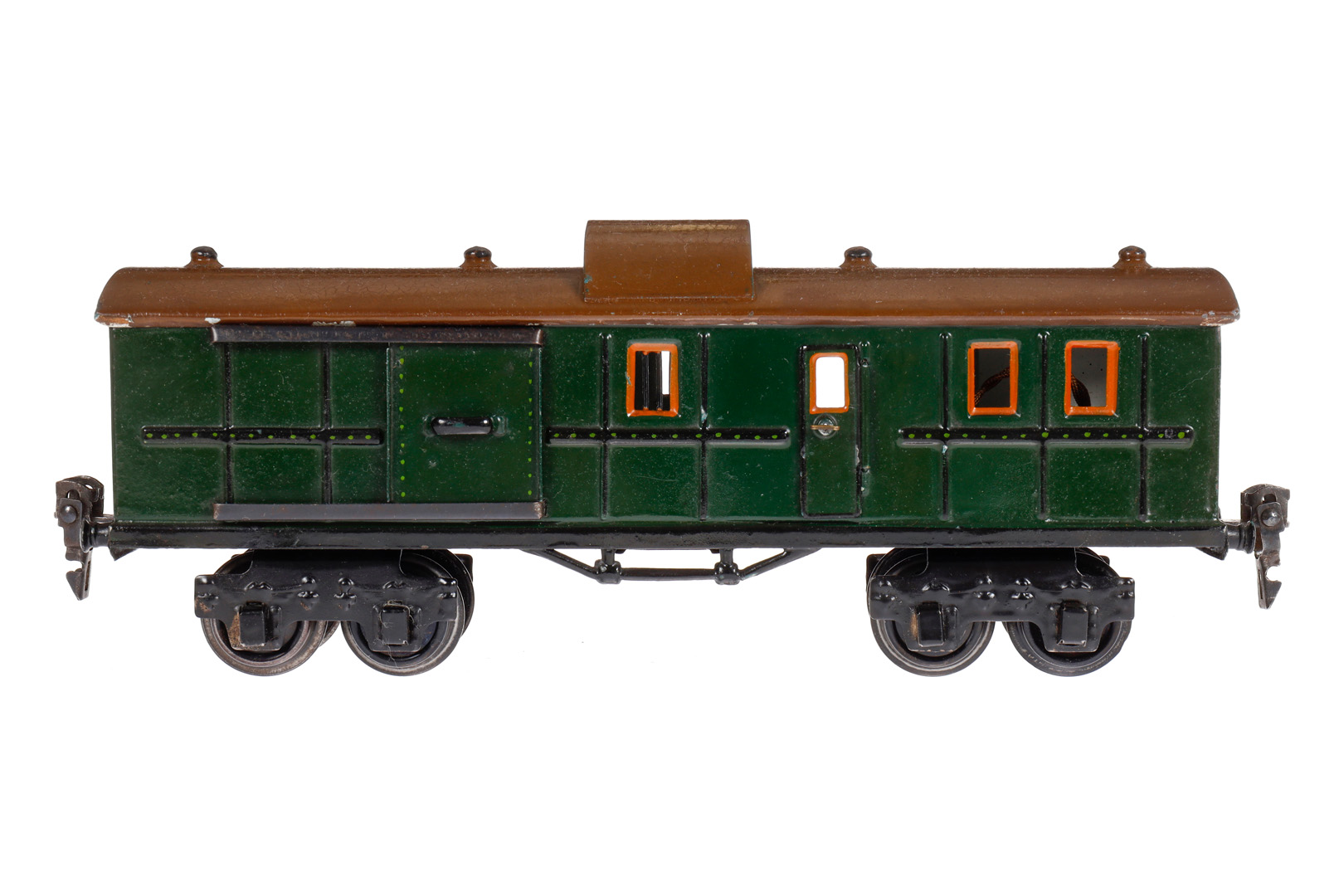 Märklin Gepäckwagen 1934, Spur 0, HL, mit 2 AT, 2 ST und Pufferschlusslicht, LS und gealterter Lack,