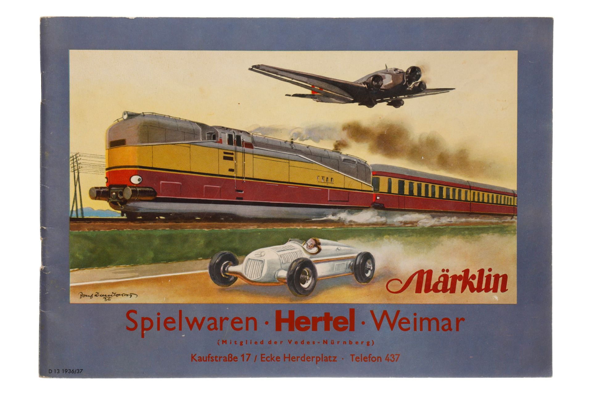 Märklin Katalog D 13, 1936/37, mit Wunschzettel und Gutschein, 76 Seiten, Alterungsspuren