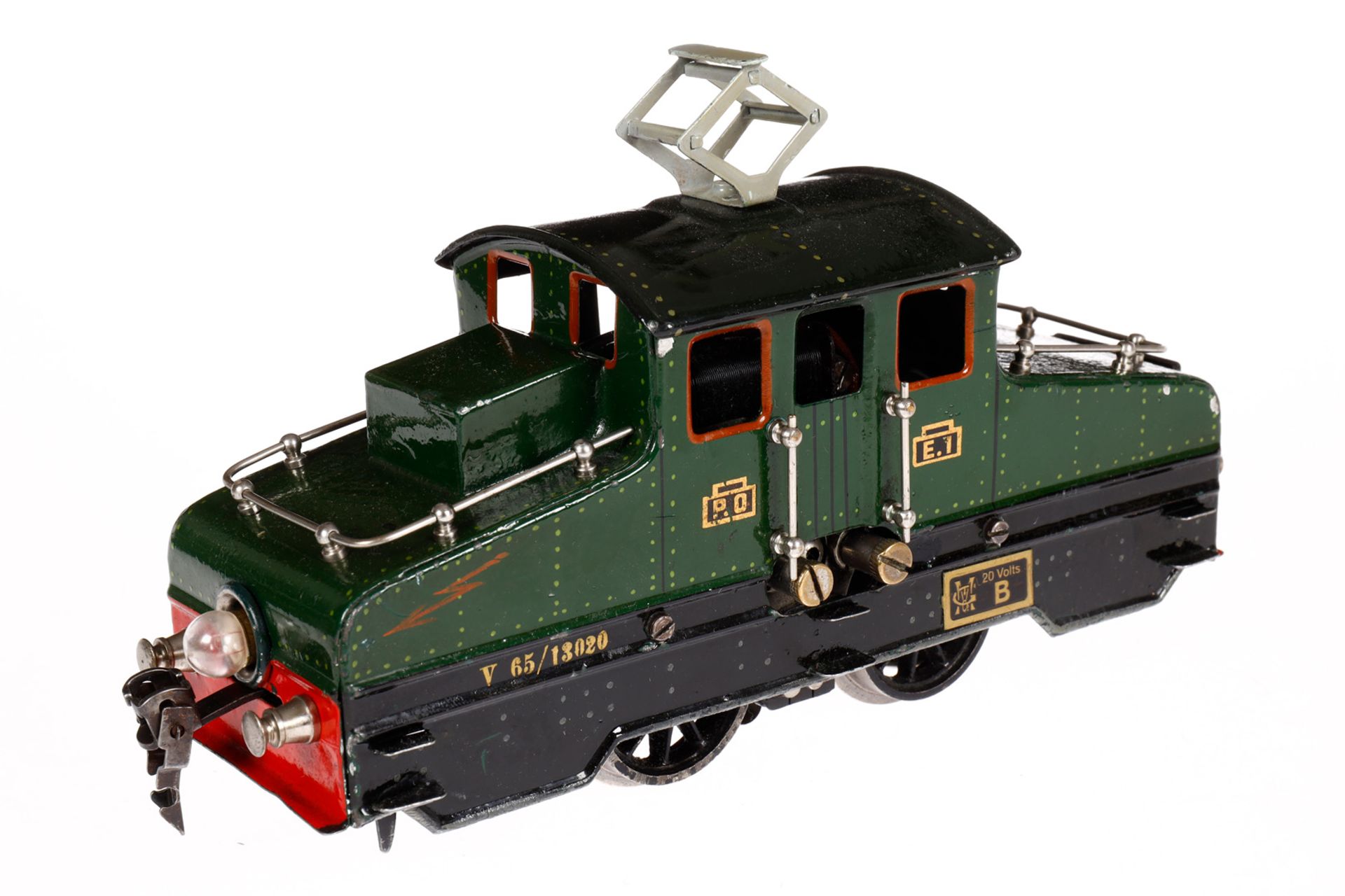 Märklin Vollbahnlok V 65/13020, Spur 0, elektr., grün, mit 1 el. bel. Stirnlampe, Dach Klarlack, - Bild 2 aus 5