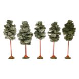 5 Luffa-Bäume, auf Gussfuß, Alterungsspuren, H 28,5