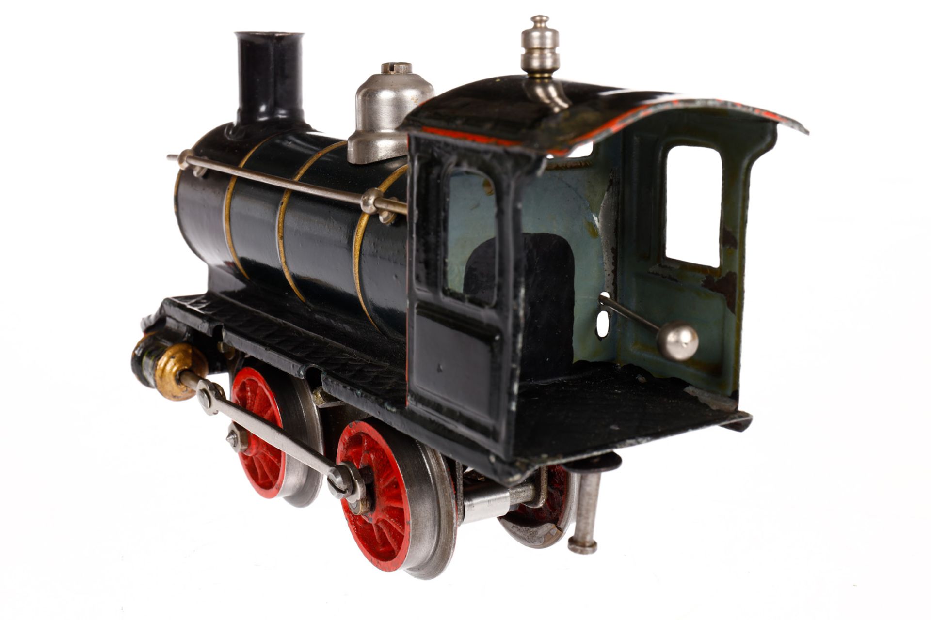 Märklin B-Dampflok B 1020, Spur 0, uralt, Uhrwerk intakt, grün/schwarz, mit Tender, Führerhausdach - Bild 3 aus 6