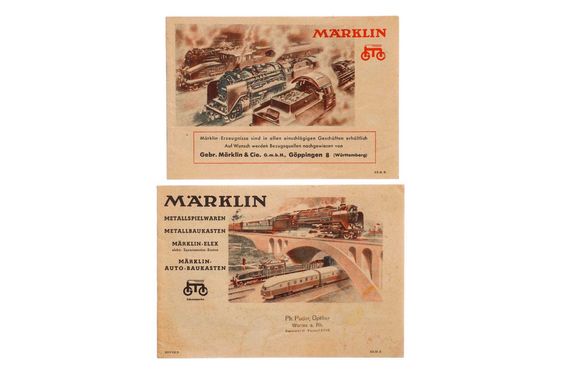 2 Märklin Klein-Kataloge 33 D und 35 D, je 32 Seiten, Alterungsspuren