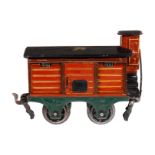 Märklin ged. Güterwagen 1804, Spur 0, uralt, HL, mit BRHh und ST, LS und gealterter Lack, L 9,5, Z