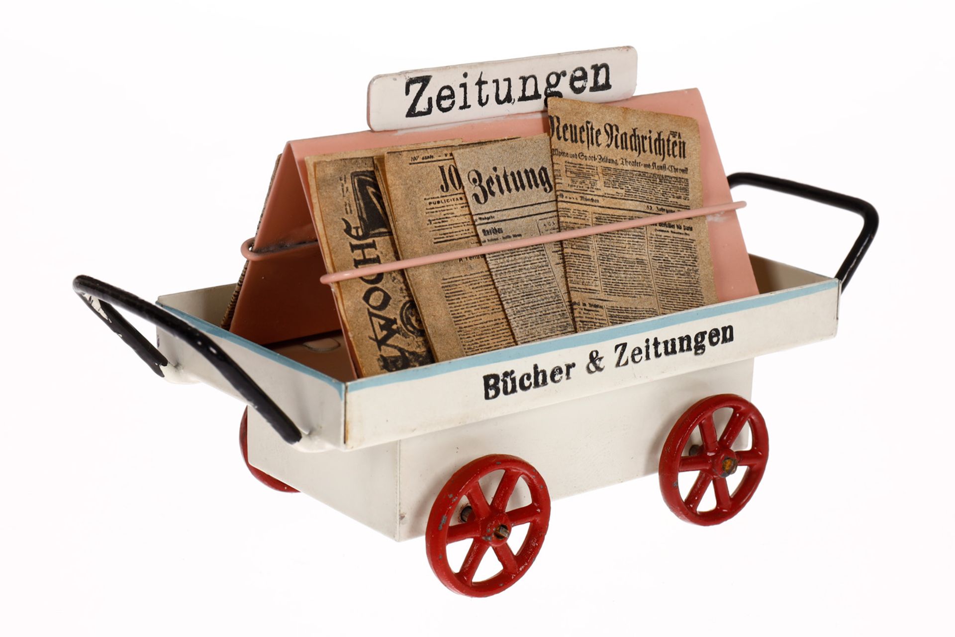 Märklin Bahnsteig-Zeitungswagen 2628, HL, LS und gealterter Lack, L 11,5, im tw besch. Unter-OK, - Bild 2 aus 3