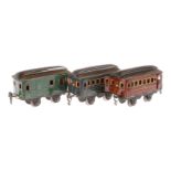 3 Märklin Wagen 1884 und 1885, Spur 0, CL, LS, L 13, Z 3