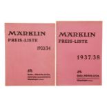 2 Märklin Preis-Listen 1933/34 und 1937/38, Alterungsspuren
