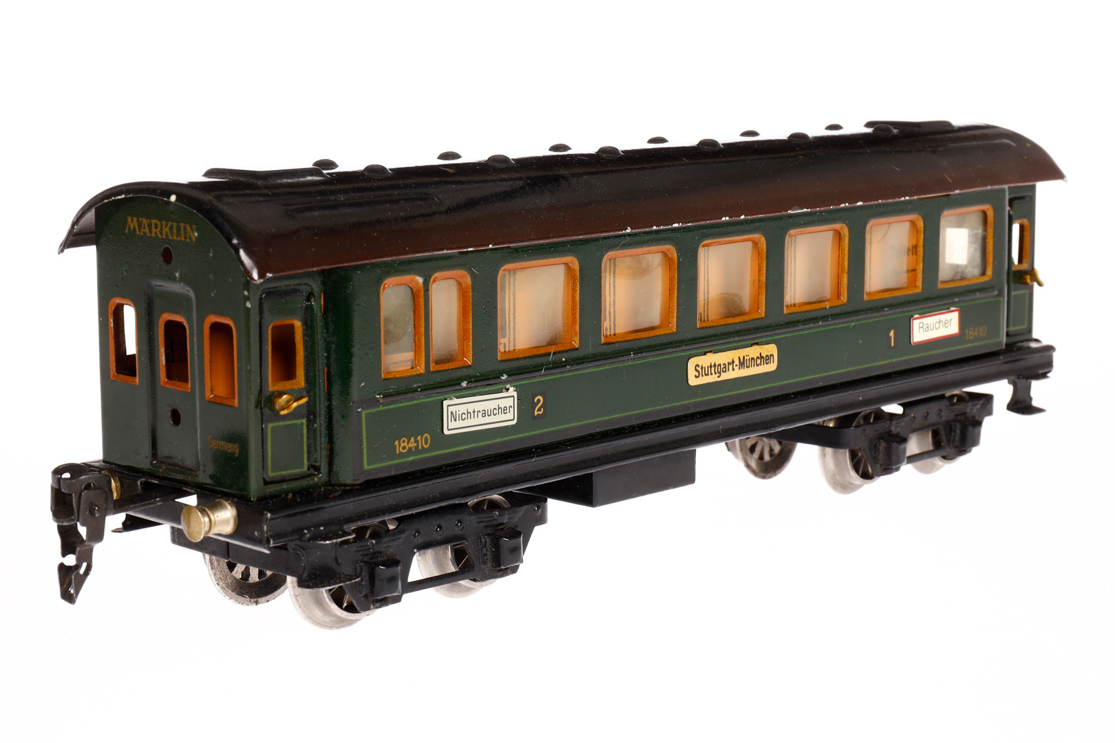 Märklin Personenwagen 1841 G, Spur 0, CL, mit Inneneinrichtung, 4 AT, Gussrädern, Schildern (tw - Image 2 of 6