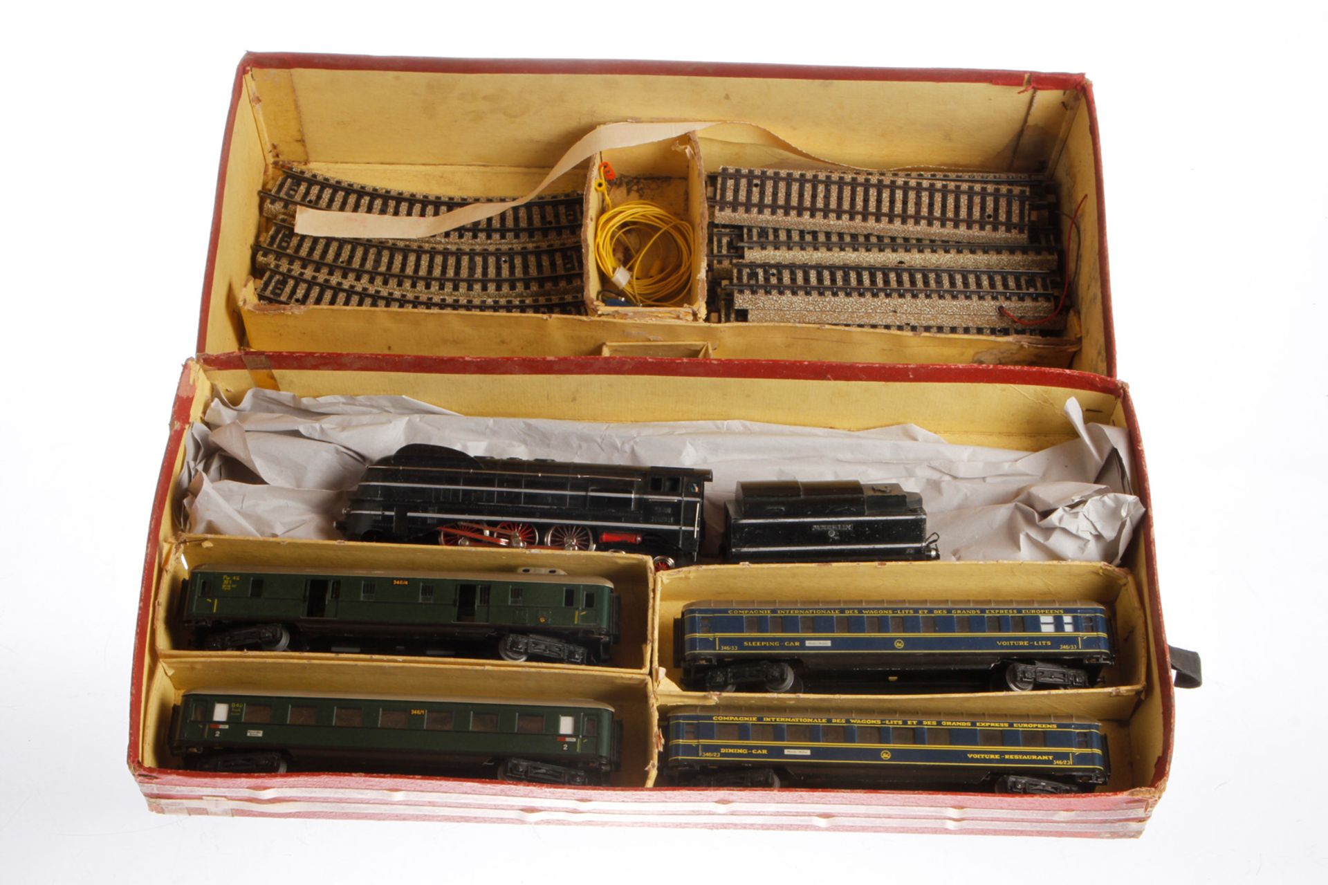 Märklin Zugpackung 3207, Spur H0, mit 2-C-2 Schlepptenderlok, 4 Wagen und Schienenmaterial, im