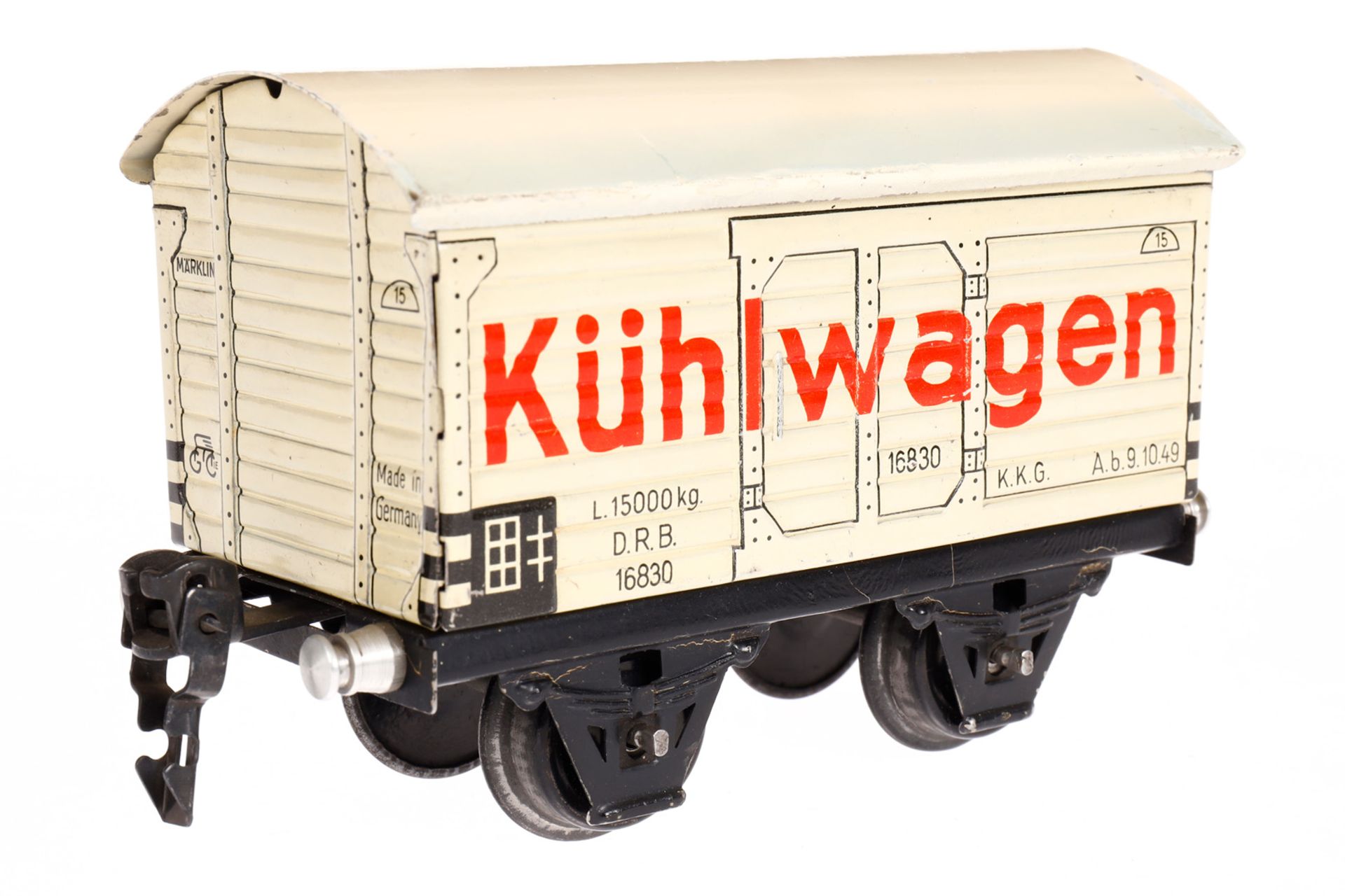 Märklin Kühlwagen 1683, Spur 0, CL, mit 1 ST, LS tw ausgeb., gealterter Lack, L 13, Z 2-3 - Image 3 of 4