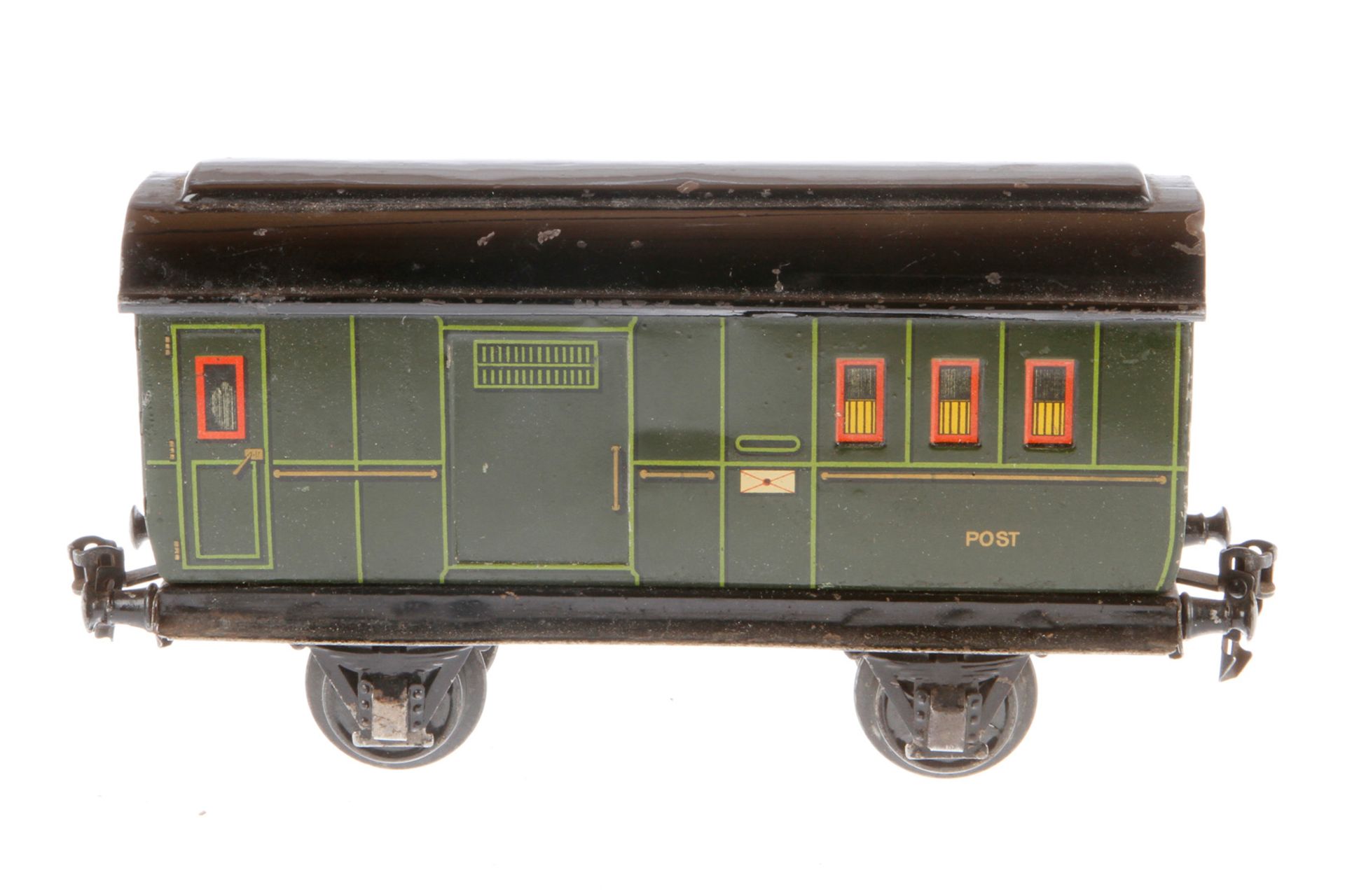 Märklin Post/Gepäckwagen, Spur 1, CL, LS und gealterter Lack, L 22,5, Z 3