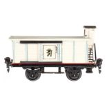 Märklin Löwenbräu Bierwagen 1988, Spur 0, HL, mit BRHh und 2 ST, LS und gealterter Lack, L 16,5,