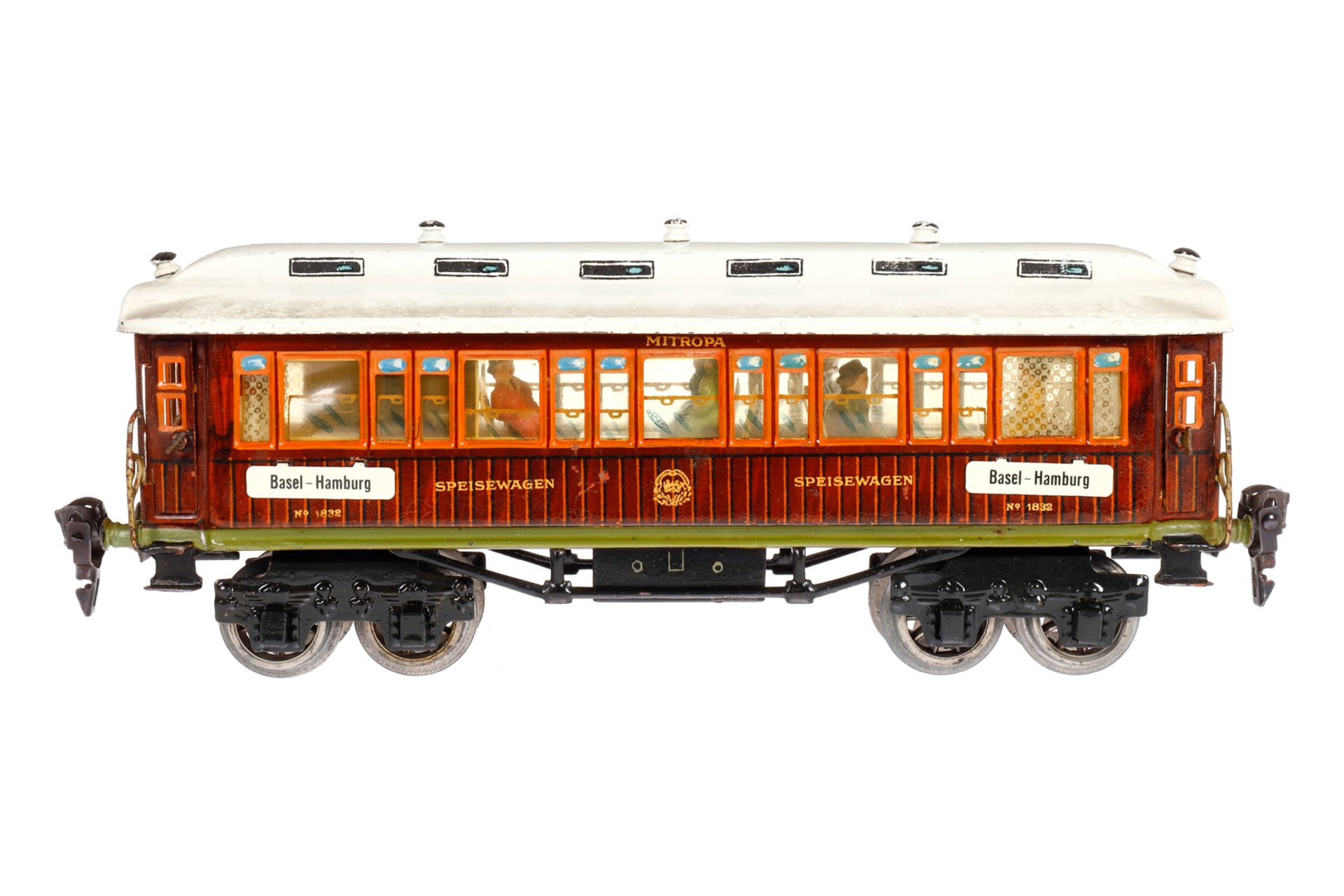 Märklin Mitropa Speisewagen 1932 G, Spur 0, HL, mit Inneneinrichtung, 4 AT, Gussrädern, Nachbau-